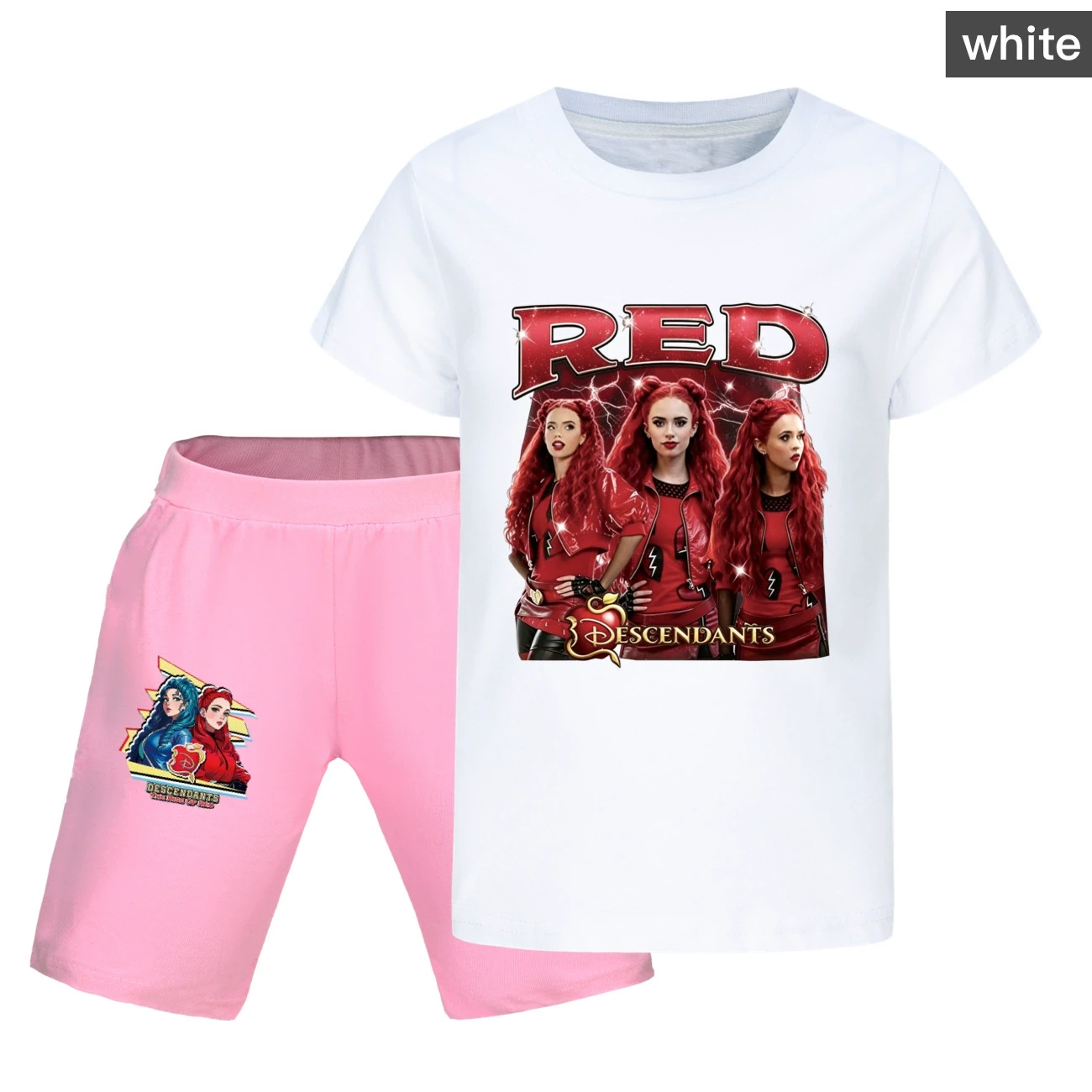 Graphic Tee & Denim Shorts Set — 5797 Edition, Style 21 · White