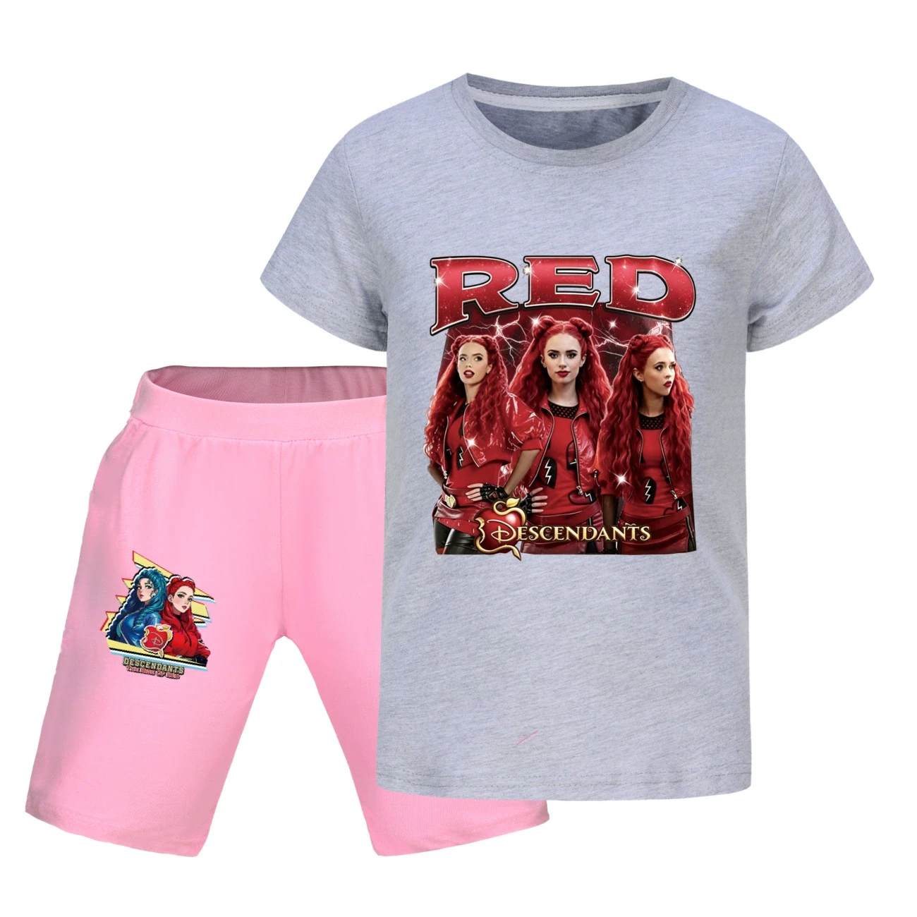Graphic Tee & Denim Shorts Set — 5797 Edition, Style 24 · Grey