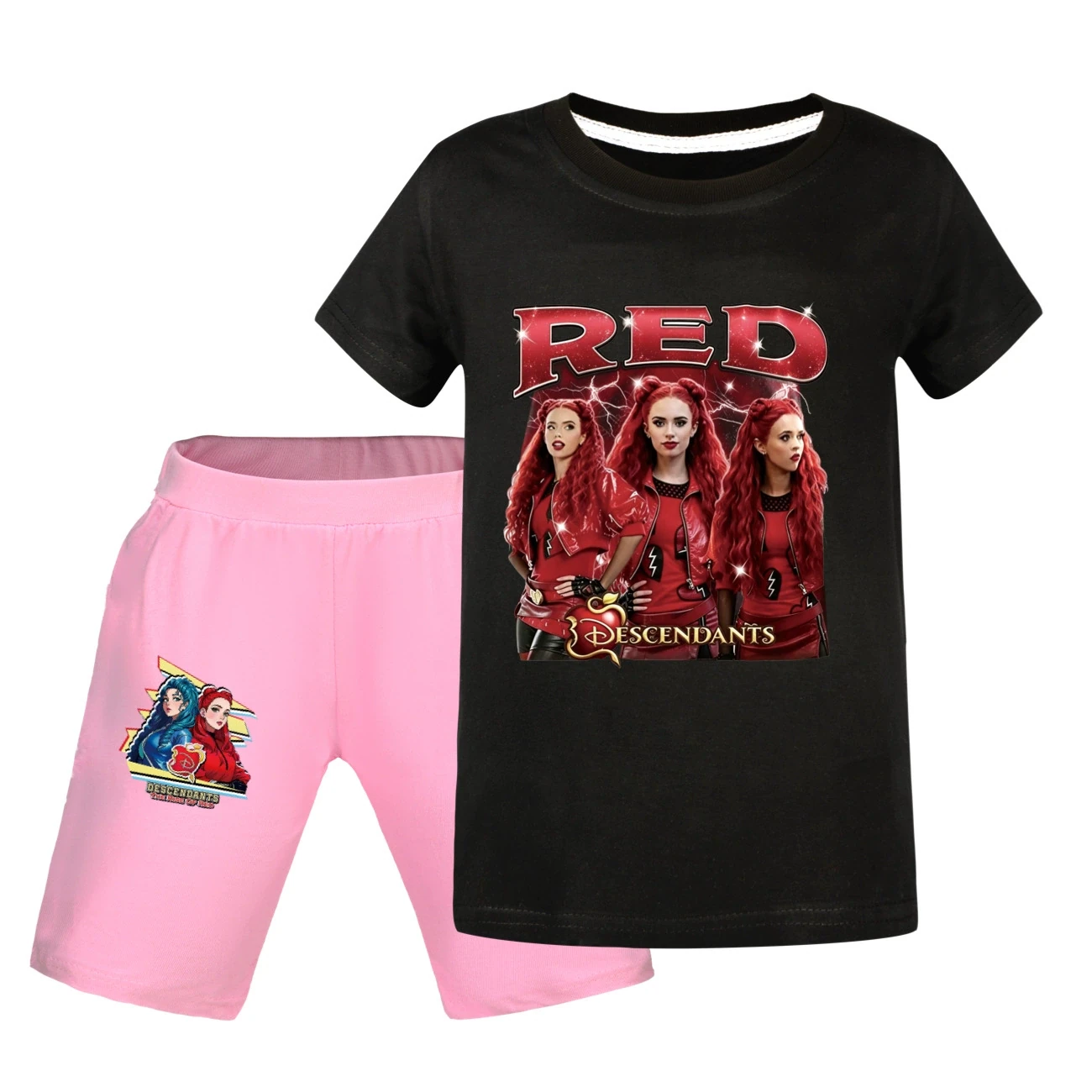 Graphic Tee & Denim Shorts Set — 5797 Edition, Style 25 · Black
