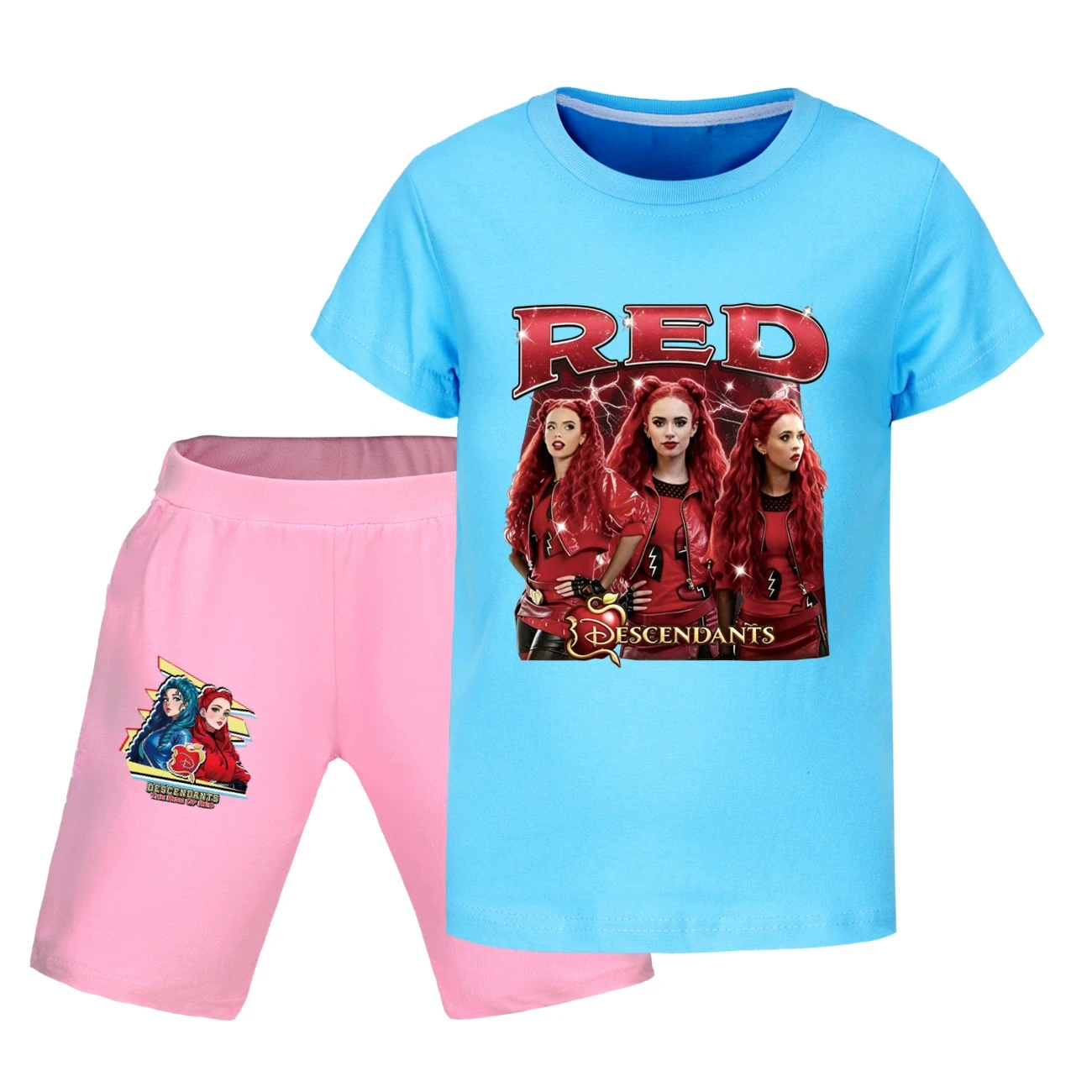Graphic Tee & Denim Shorts Set — 5797 Edition, Style 26 · Light Blue