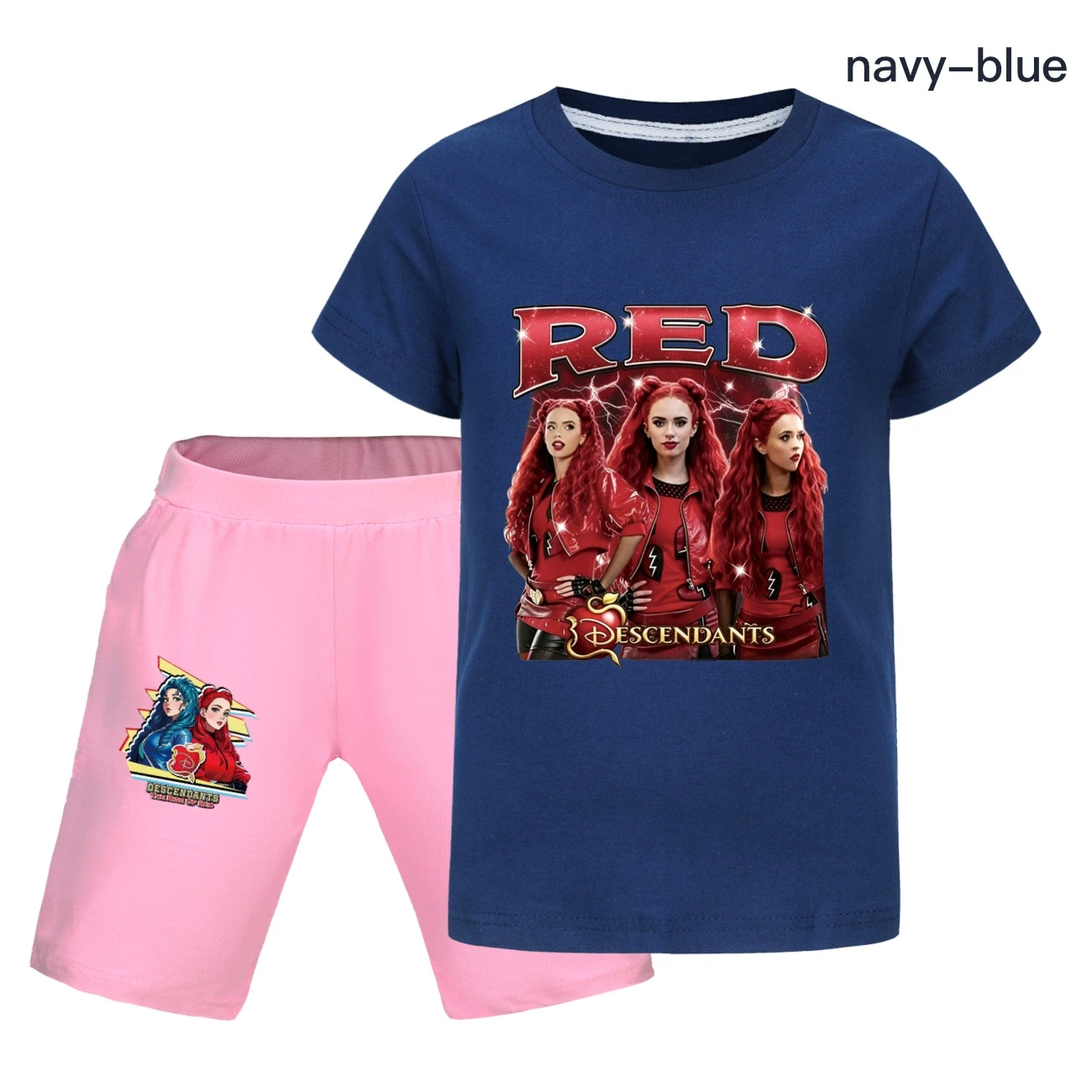 Graphic Tee & Denim Shorts Set — 5797 Edition, Style 27 · Navy