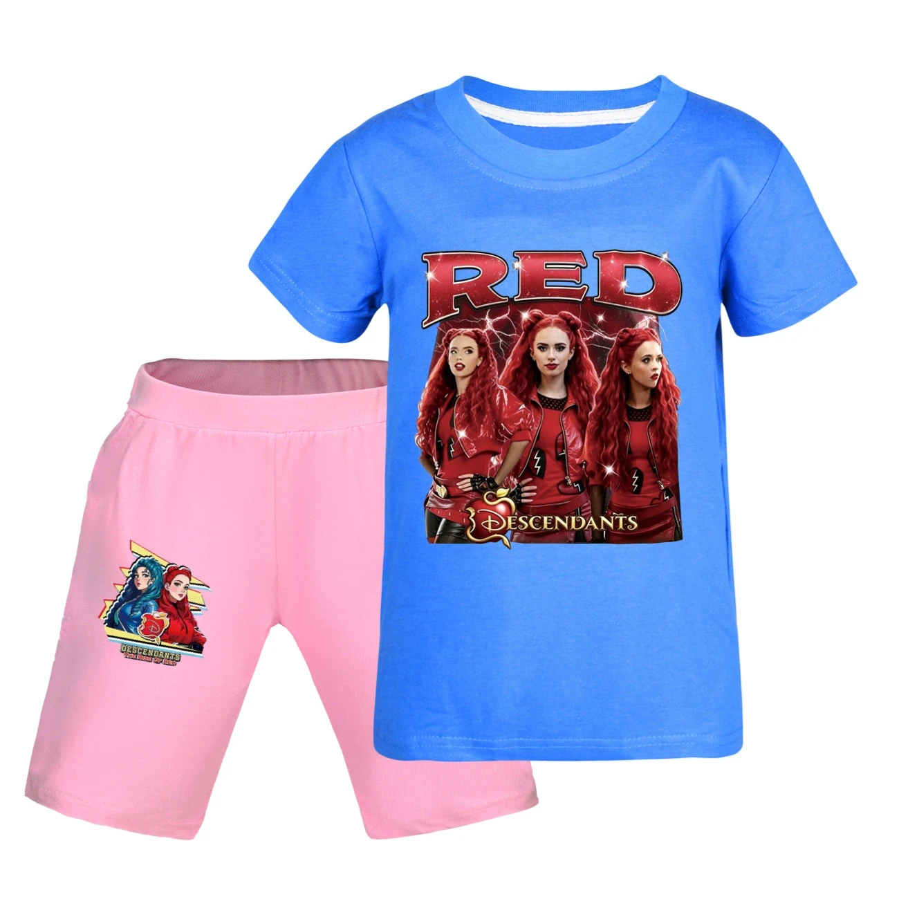 Graphic Tee & Denim Shorts Set — 5797 Edition, Style 28 · Blue