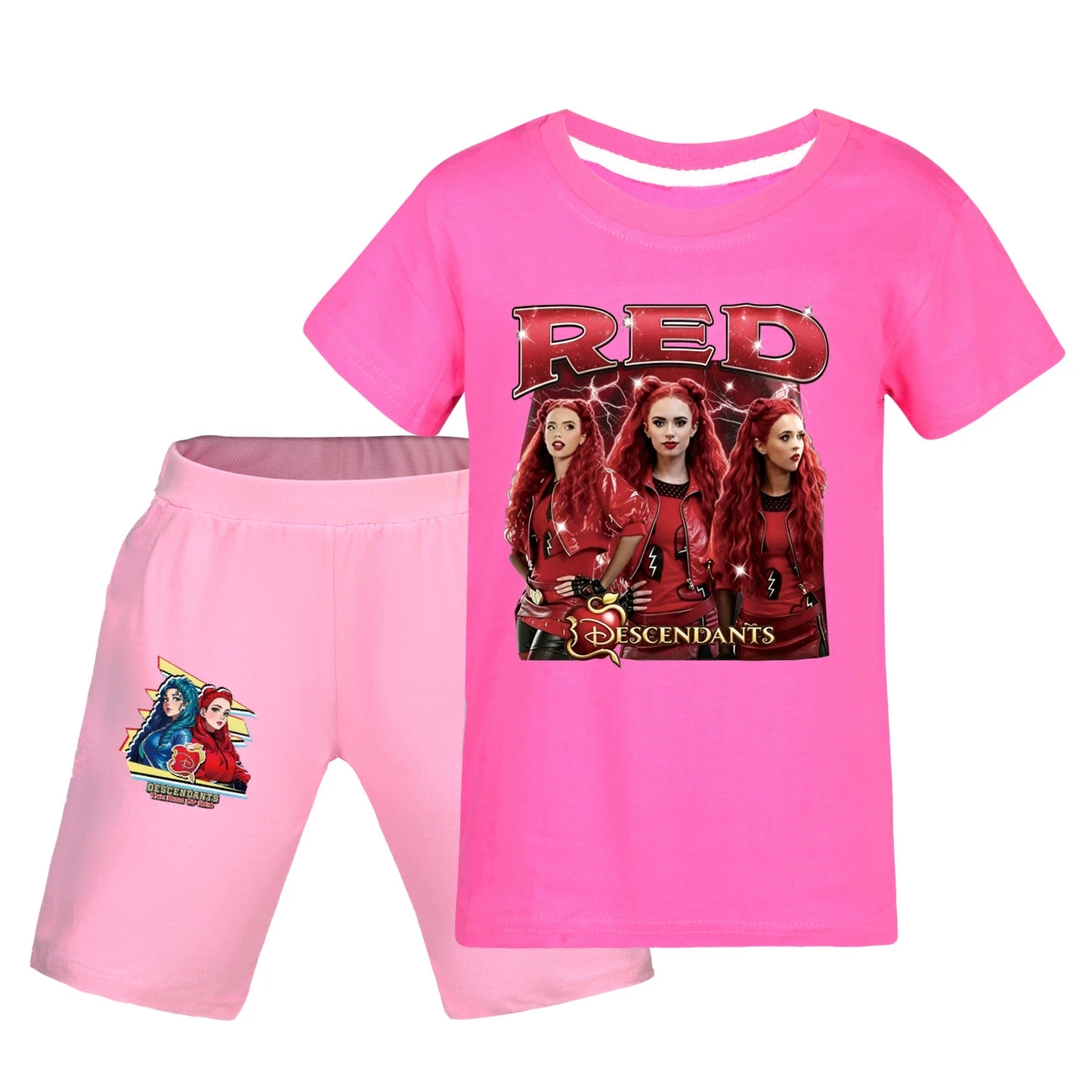 Graphic Tee & Denim Shorts Set — 5797 Edition, Style 30 · Rose