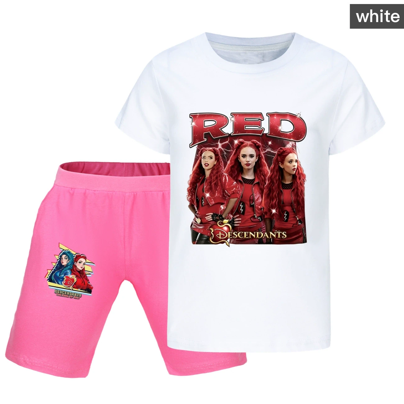 Graphic Tee & Denim Shorts Set — 5797 Edition, Style 31 · White