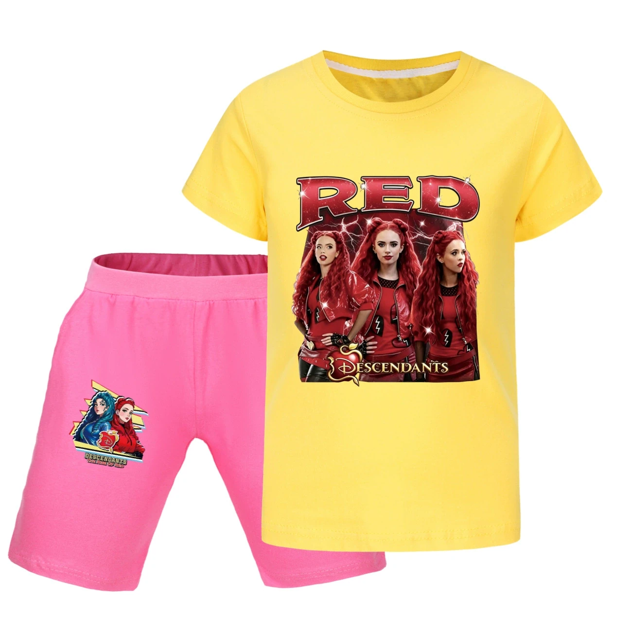 Graphic Tee & Denim Shorts Set — 5797 Edition, Style 32 · Yellow