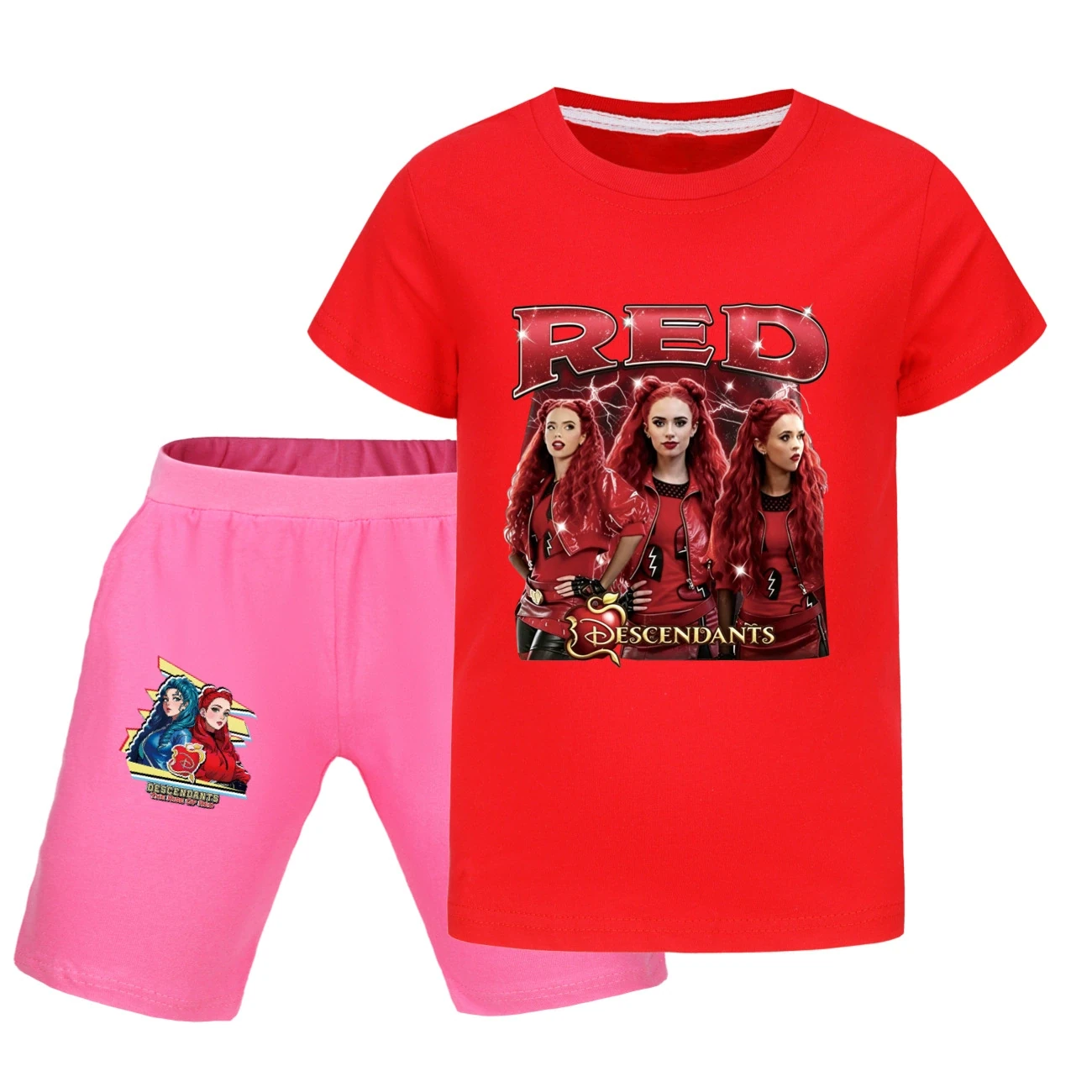 Graphic Tee & Denim Shorts Set — 5797 Edition, Style 33 · Red