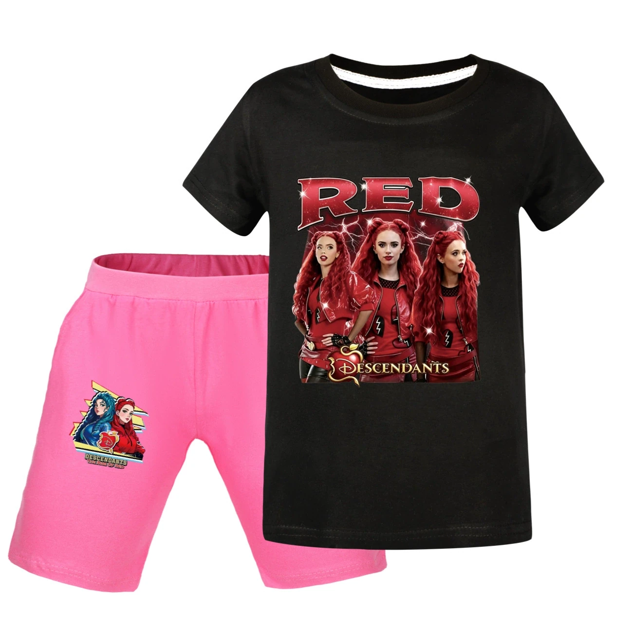 Graphic Tee & Denim Shorts Set — 5797 Edition, Style 35 · Black