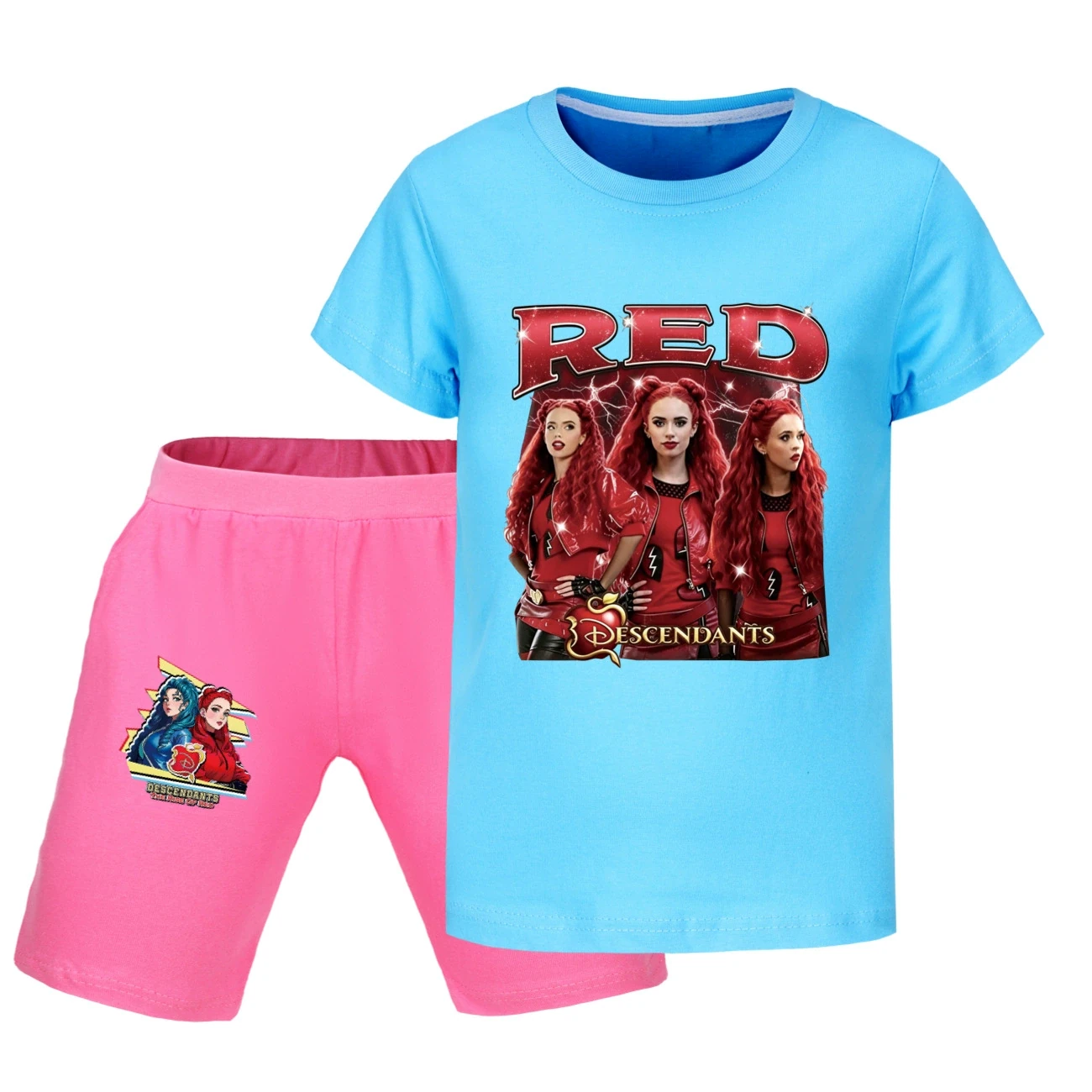 Graphic Tee & Denim Shorts Set — 5797 Edition, Style 36 · Light Blue