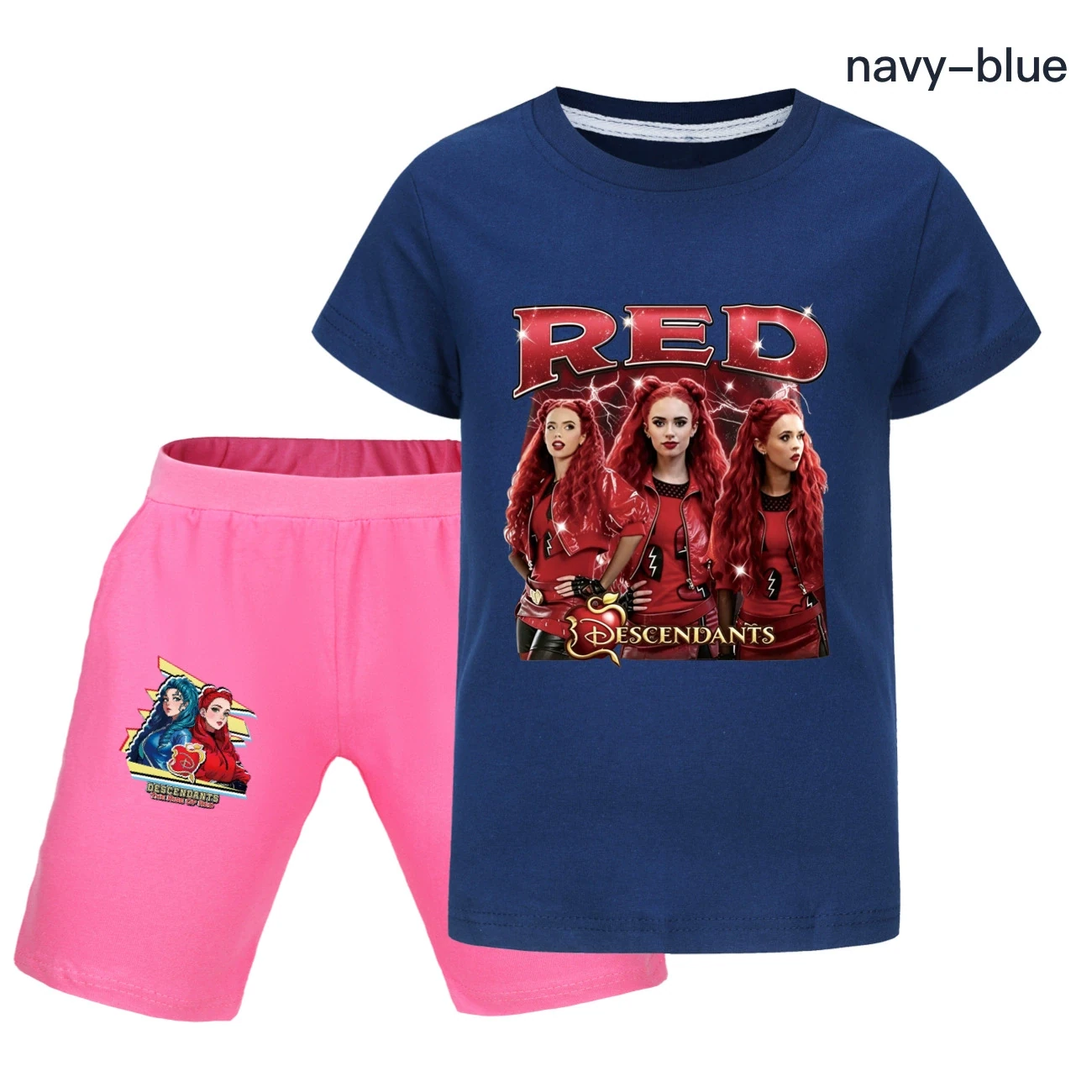 Graphic Tee & Denim Shorts Set — 5797 Edition, Style 37 · Navy