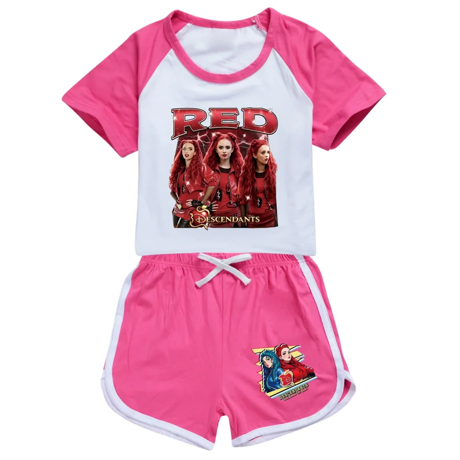 Graphic Top & Active Bottoms Set, Style 06 · Crop Tee · Dolphin Shorts · Rose