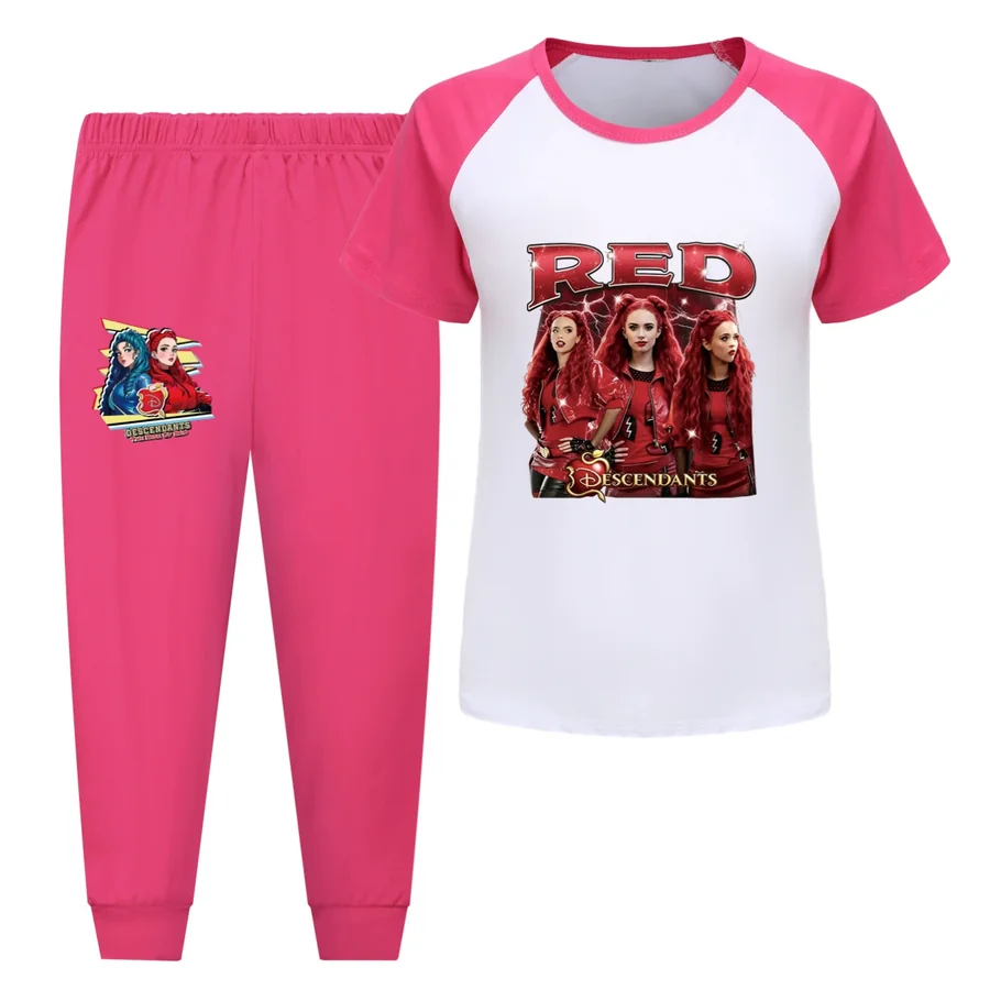 Graphic Top & Active Bottoms Set, Style 09 · Short Sleeve · Joggers · Rose