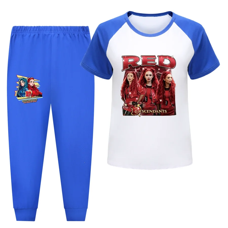 Graphic Top & Active Bottoms Set, Style 12 · Short Sleeve · Joggers · Blue
