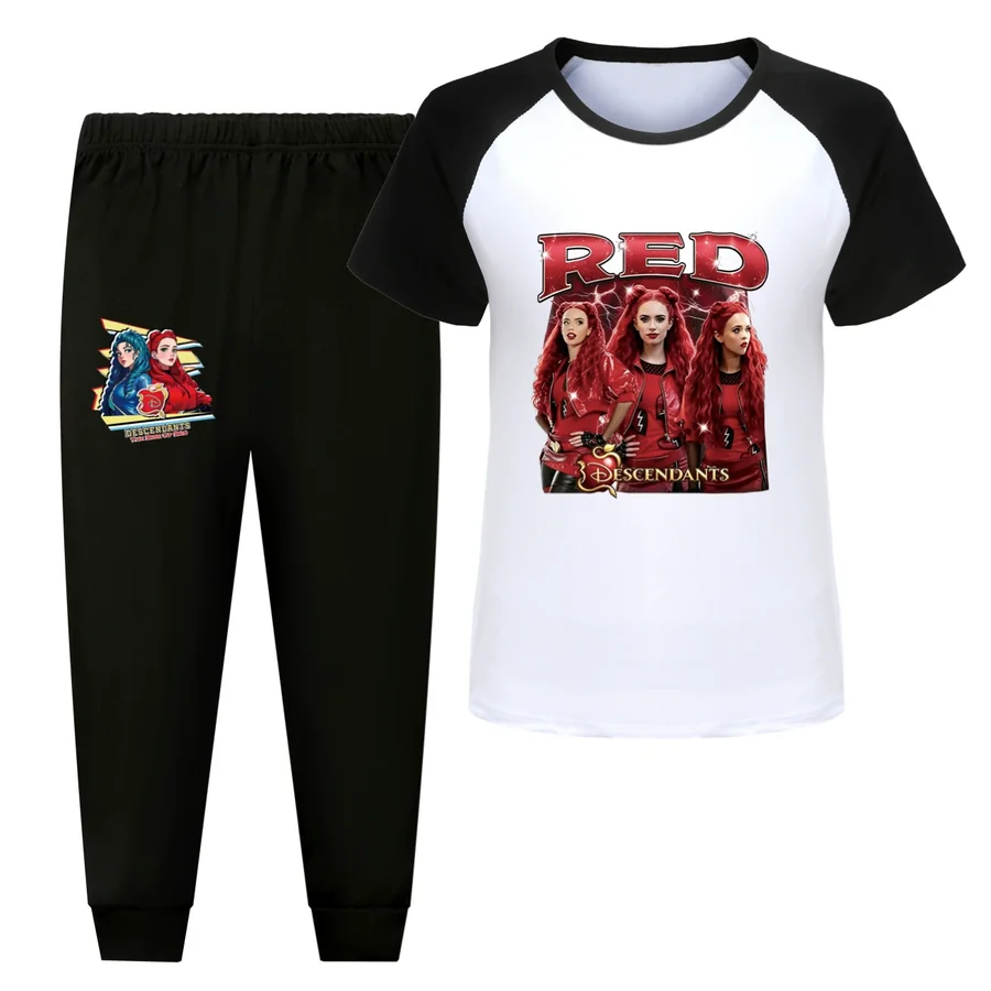 Graphic Top & Active Bottoms Set, Style 13 · Short Sleeve · Joggers · Black