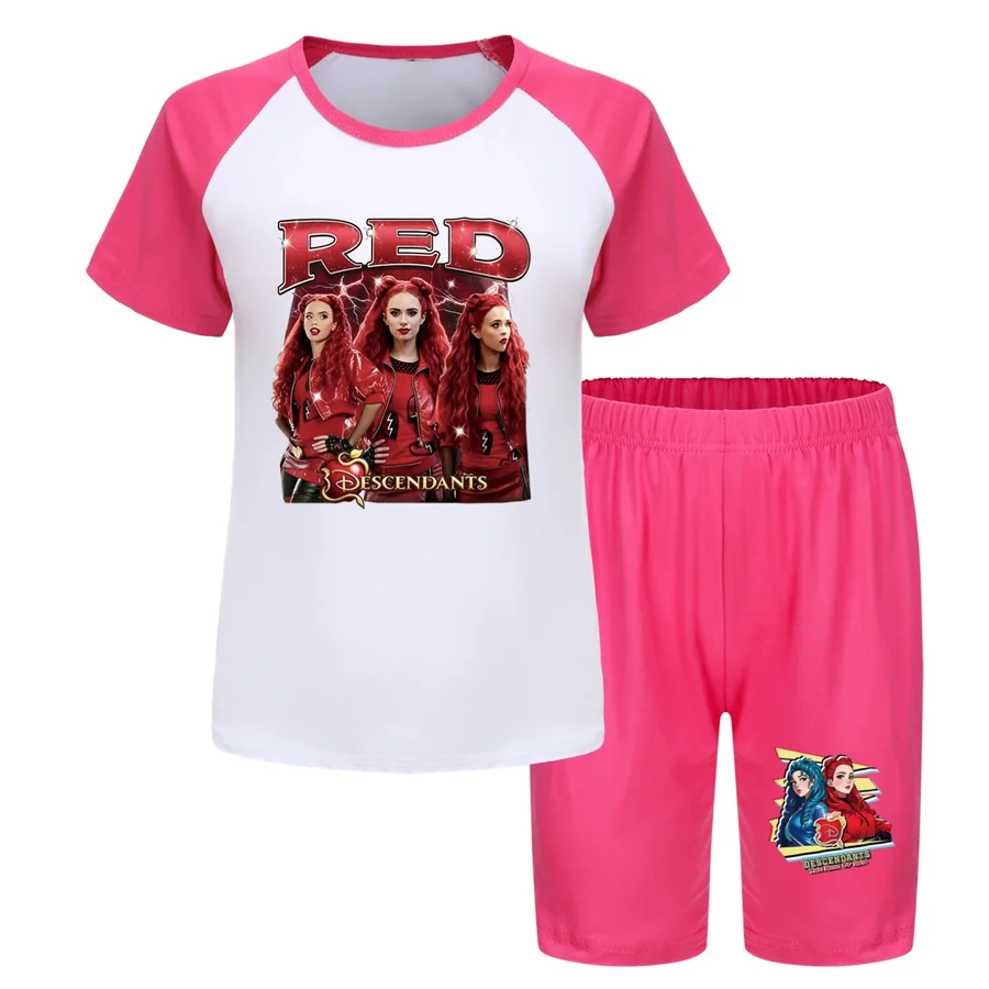 Graphic Top & Active Bottoms Set, Style 21 · Short Sleeve · Longline Shorts · Rose