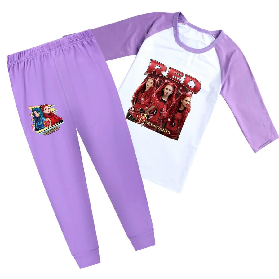 Graphic Top & Active Bottoms Set, Style 23 · Sleeved Tee · Joggers · Purple