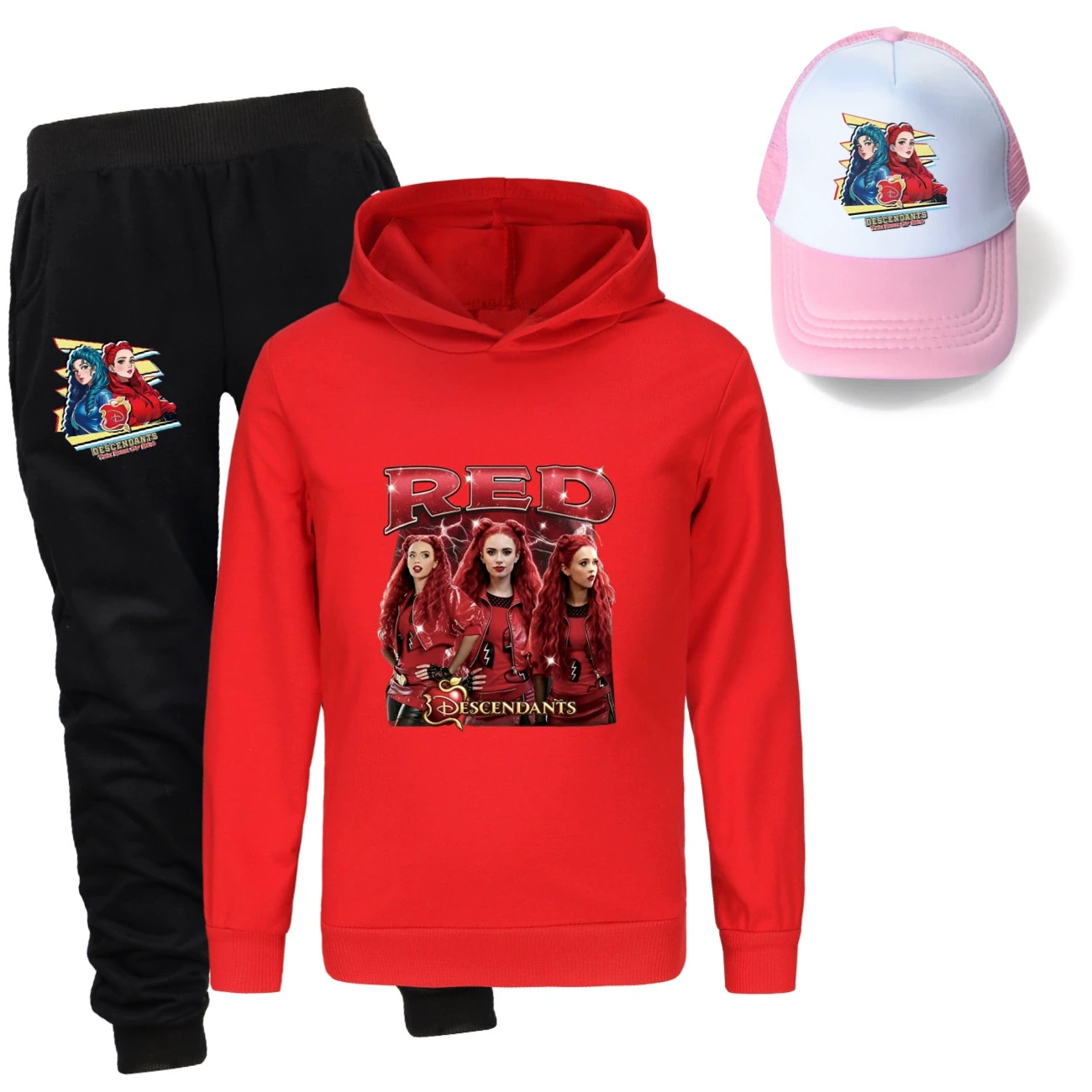 Three-Piece Hoodie, Jogger & Hat Set — 5797 Edition, Style 03 · Red