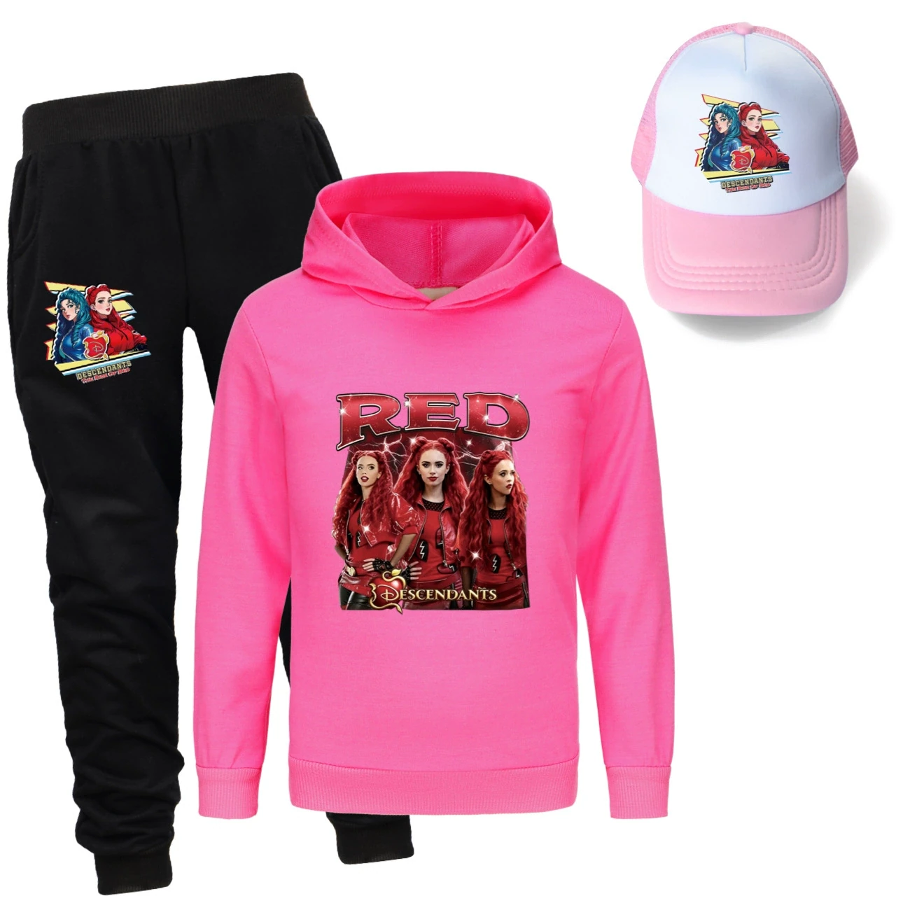 Three-Piece Hoodie, Jogger & Hat Set — 5797 Edition, Style 12 · Rose