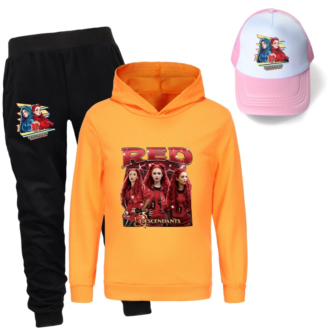 Three-Piece Hoodie, Jogger & Hat Set — 5797 Edition, Style 13 · Orange