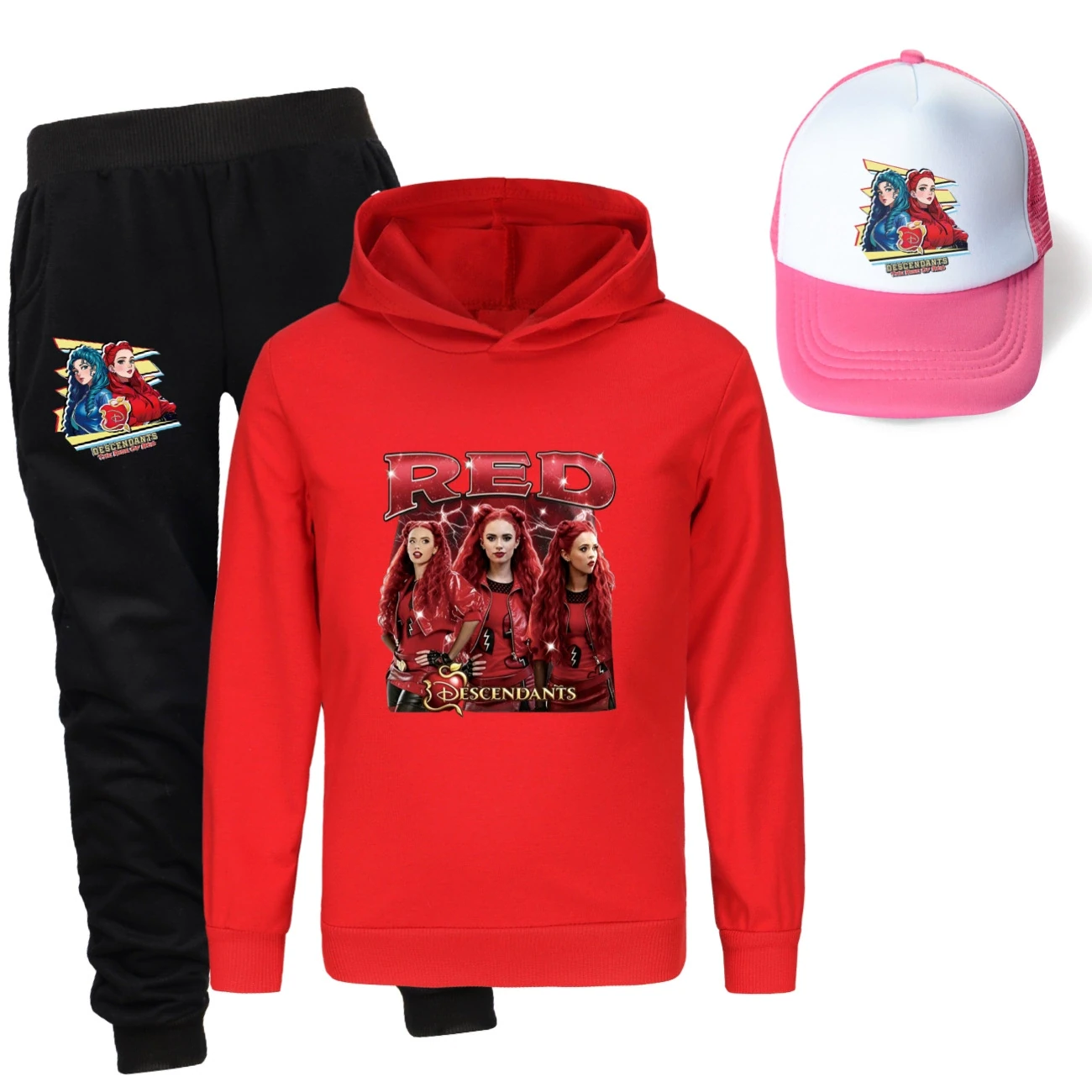 Three-Piece Hoodie, Jogger & Hat Set — 5797 Edition, Style 16 · Red