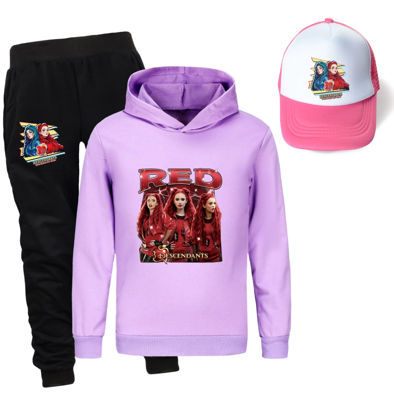 Three-Piece Hoodie, Jogger & Hat Set — 5797 Edition, Style 17 · Purple
