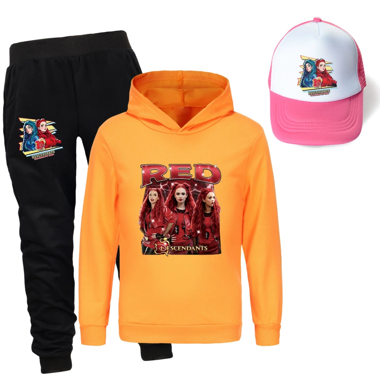 Three-Piece Hoodie, Jogger & Hat Set — 5797 Edition, Style 26 · Orange