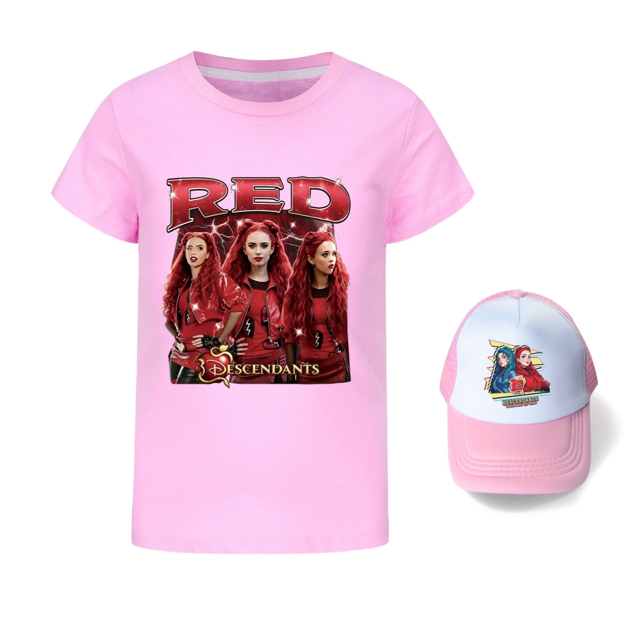 Graphic Tee & Sun Hat Set — 5797 Edition, Style 11 · Pink