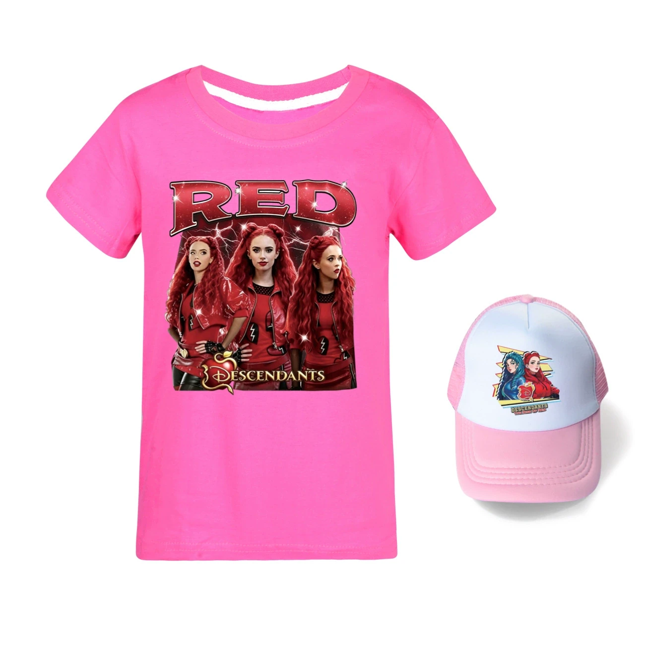 Graphic Tee & Sun Hat Set — 5797 Edition, Style 12 · Rose