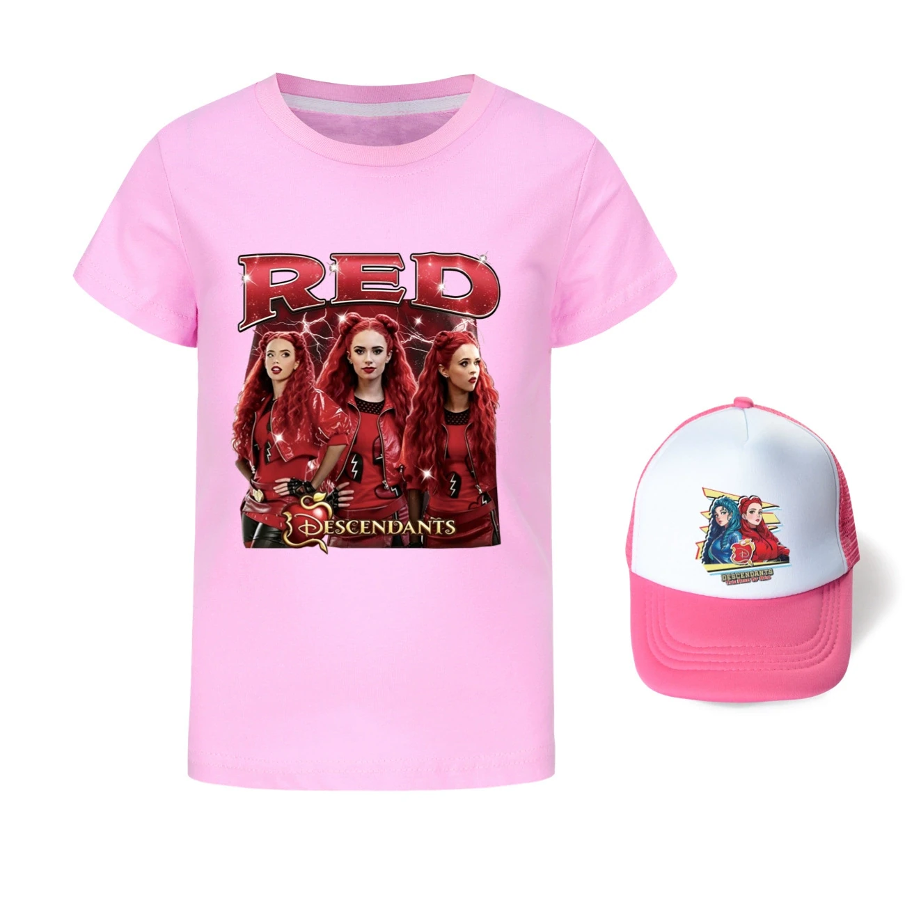 Graphic Tee & Sun Hat Set — 5797 Edition, Style 25 · Pink