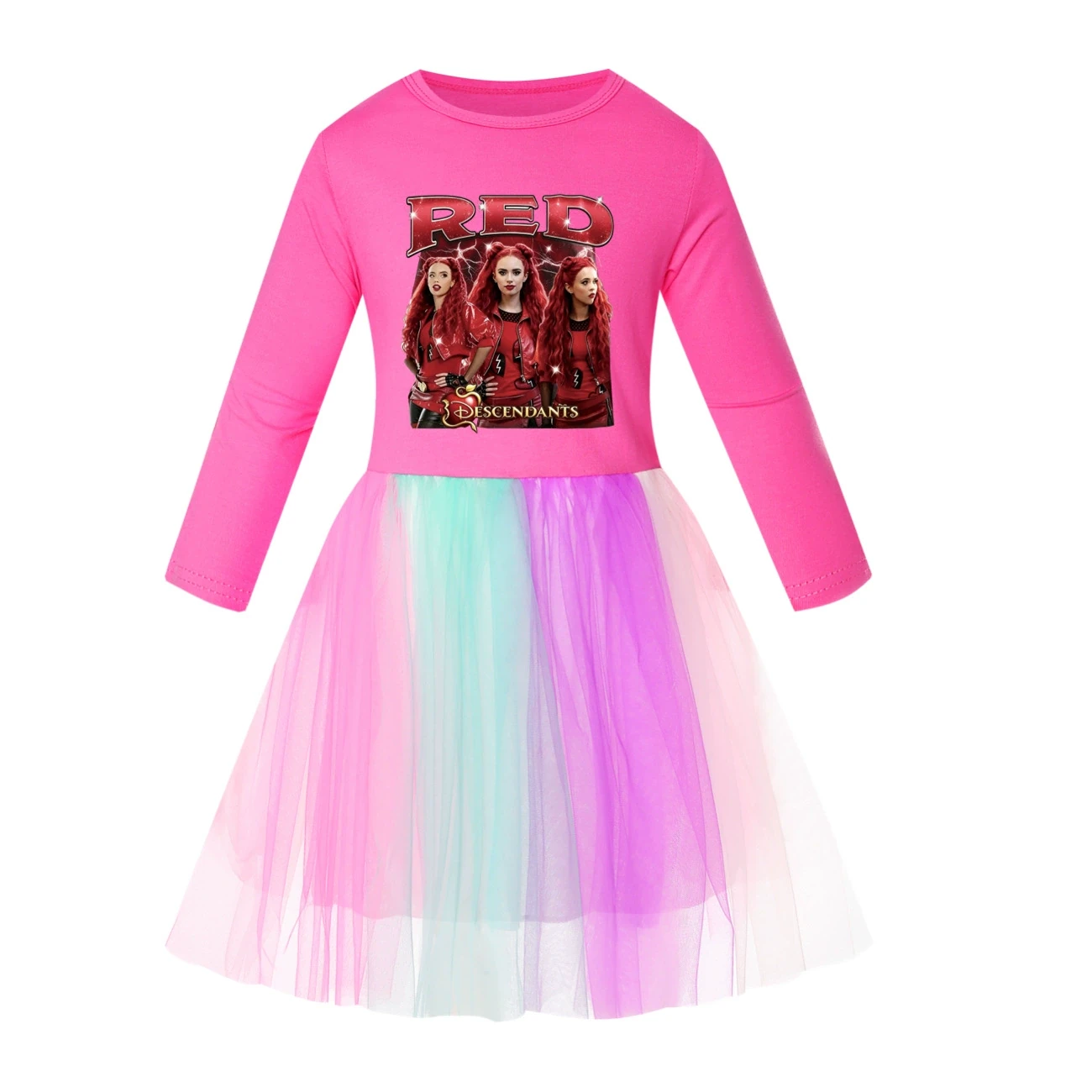 Rainbow Tulle Twirl Dress — 5797 Edition, Style 02 · Long Tulle · Rose
