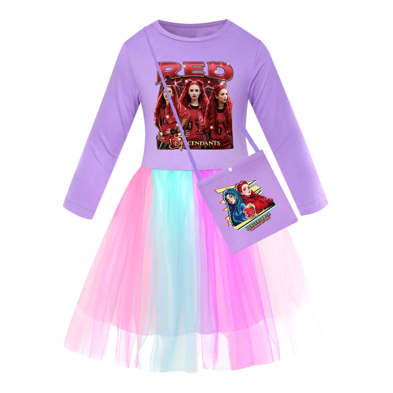 Rainbow Tulle Twirl Dress — 5797 Edition, Style 10 · Long Tulle · with Bag · Purple