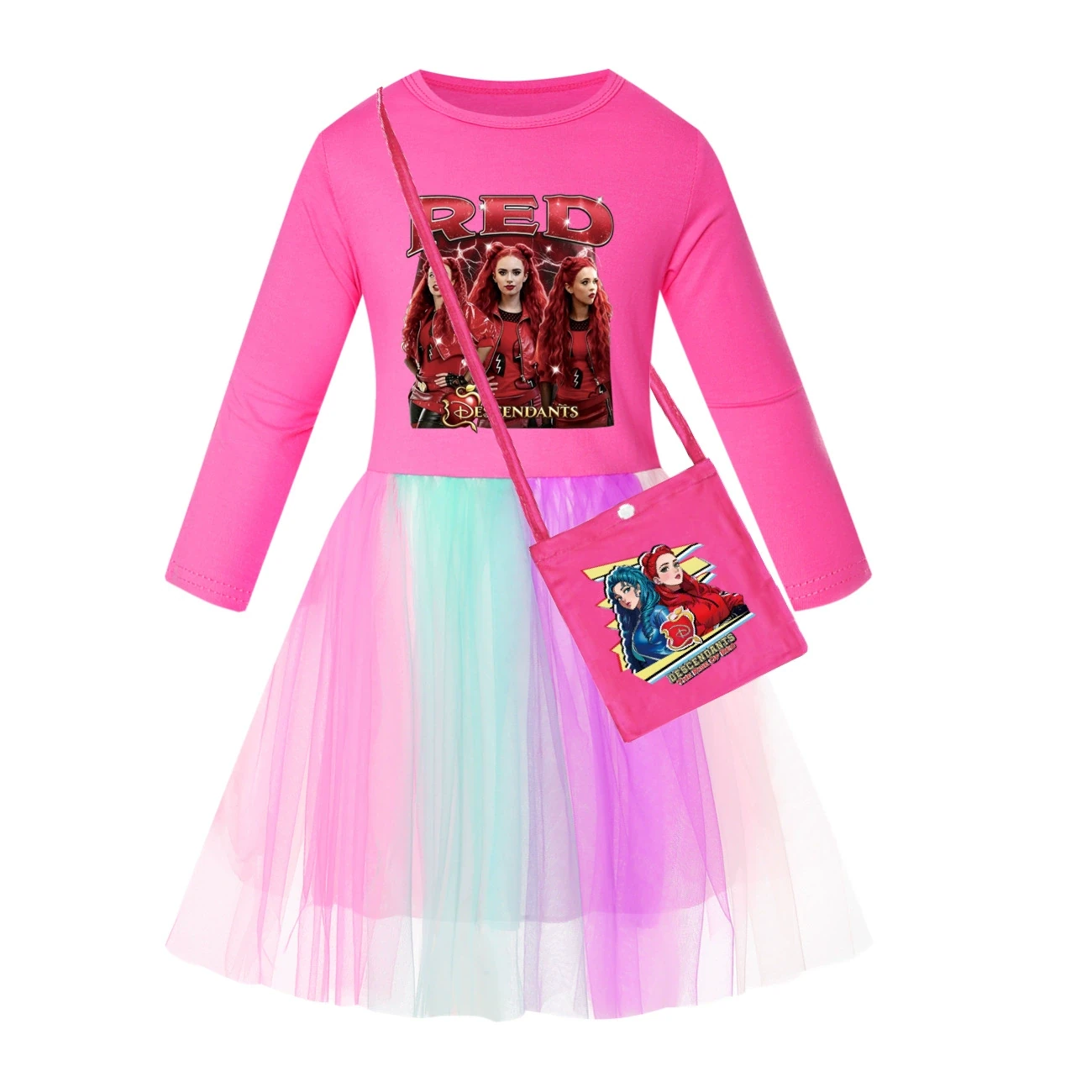 Rainbow Tulle Twirl Dress — 5797 Edition, Style 11 · Long Tulle · with Bag · Rose