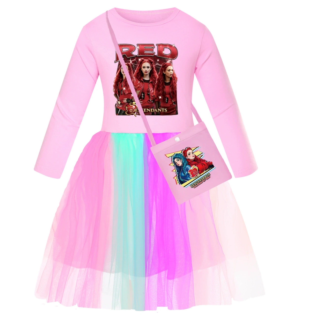 Rainbow Tulle Twirl Dress — 5797 Edition, Style 12 · Long Tulle · with Bag · Pink