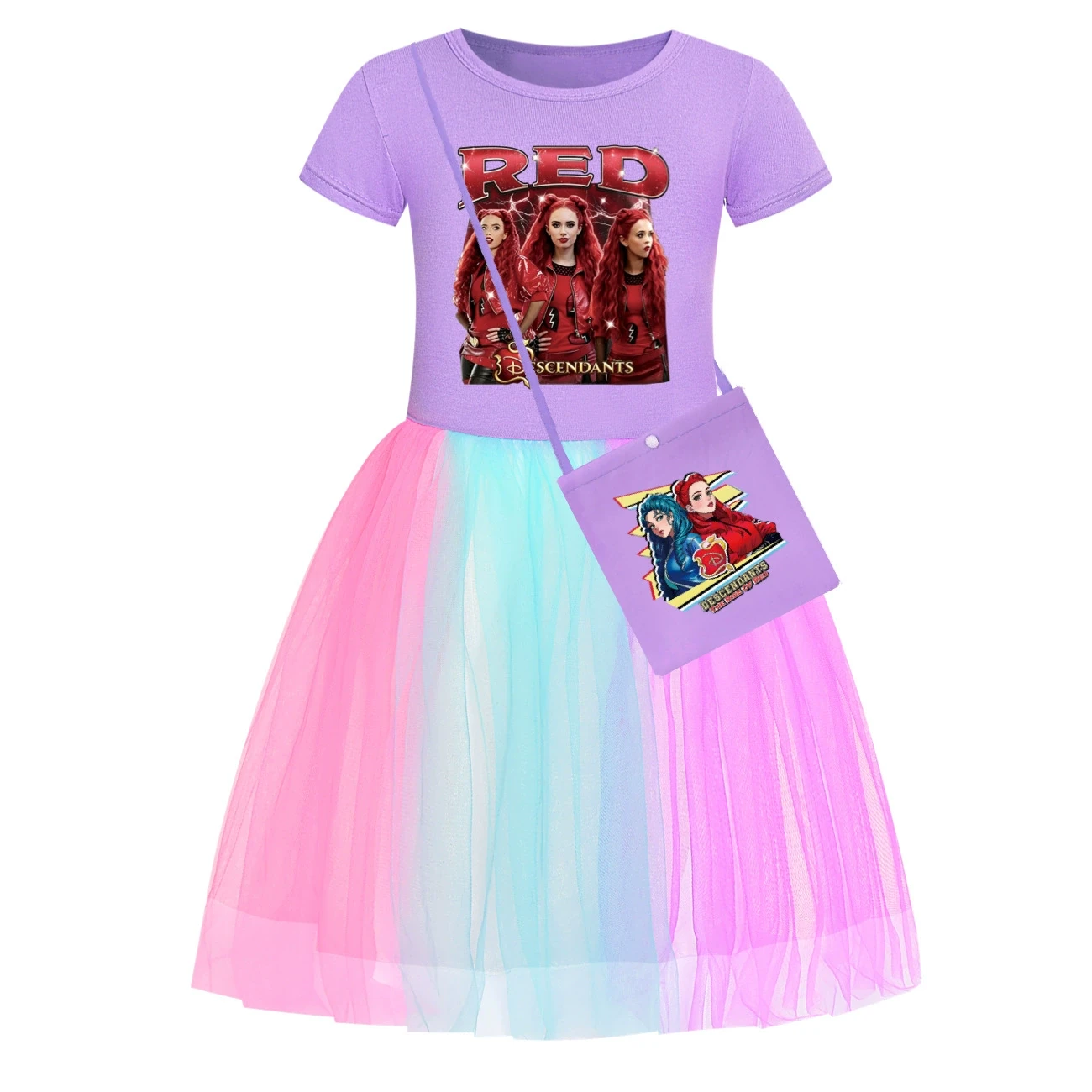 Rainbow Tulle Twirl Dress — 5797 Edition, Style 22 · Short Tulle · with Bag · Purple