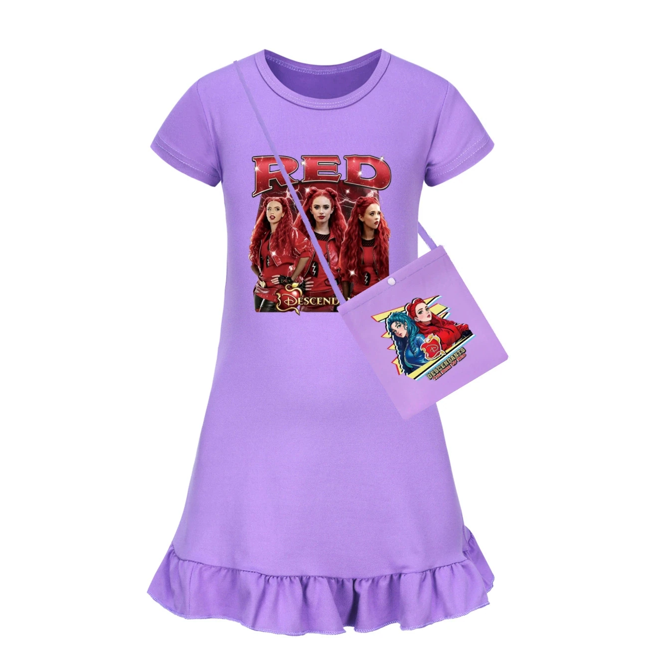 Ruffle-Hem Jersey Dress — 5797 Edition, Style 01 · with Bag · Purple