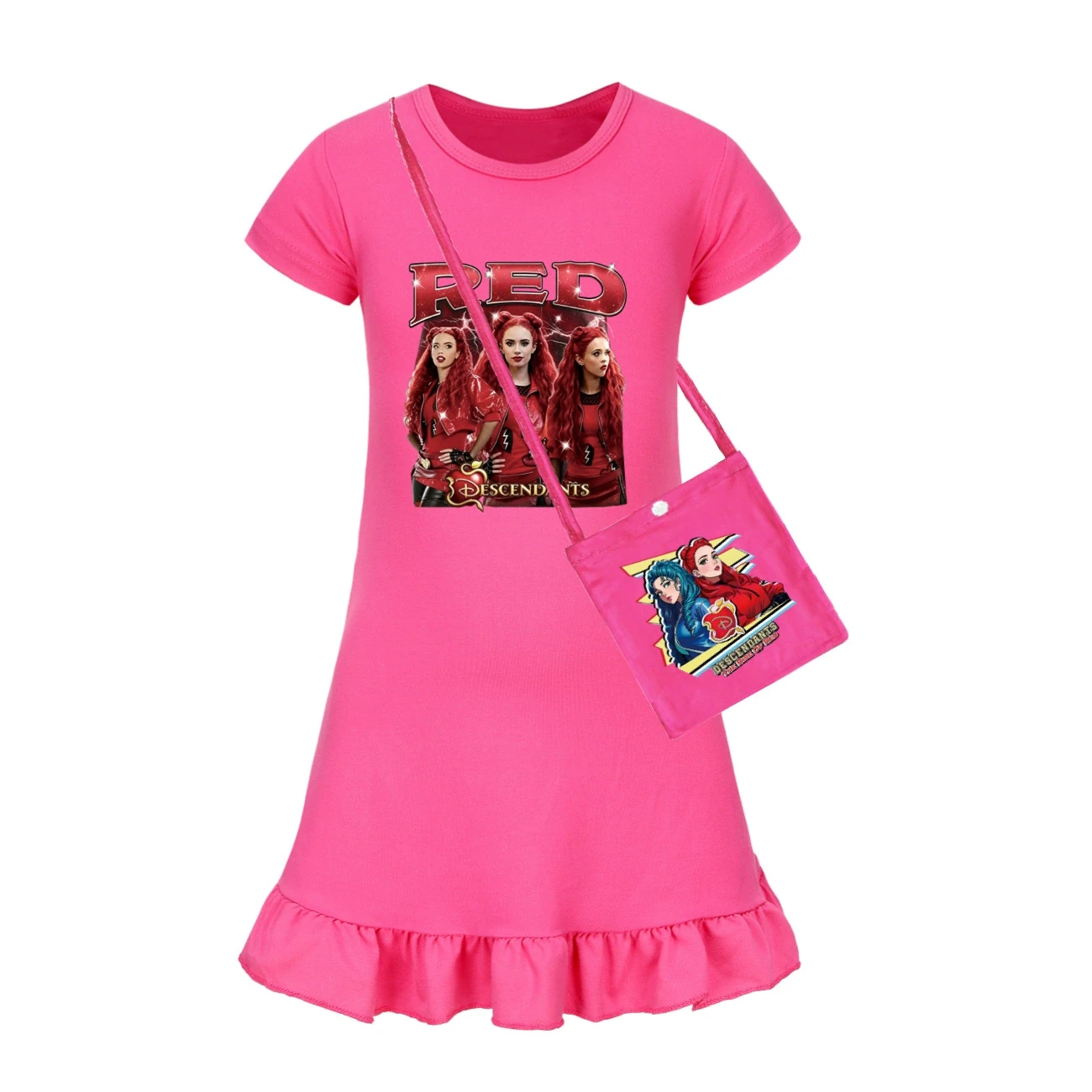 Ruffle-Hem Jersey Dress — 5797 Edition, Style 02 · with Bag · Rose