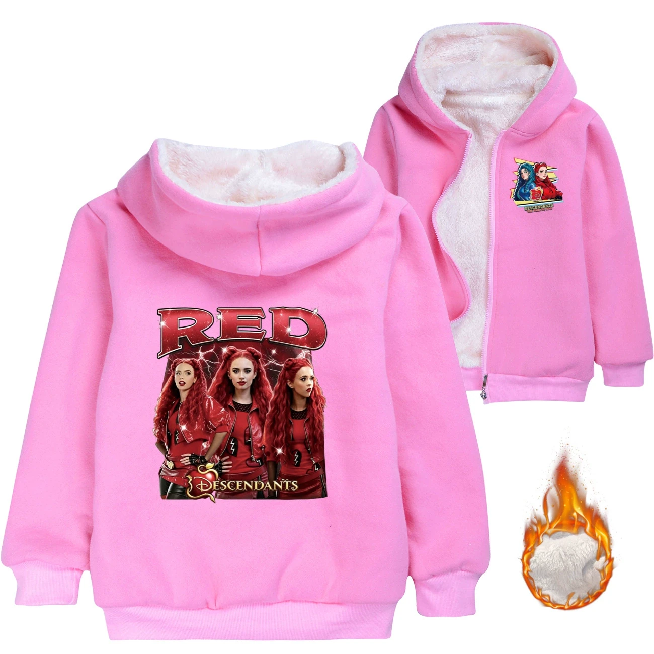 Warm-Lined Graphic Hoodie — 5797 Edition, Style 02 · Padded · Pink