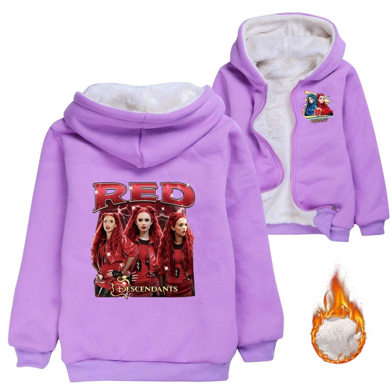 Warm-Lined Graphic Hoodie — 5797 Edition, Style 06 · Padded · Purple