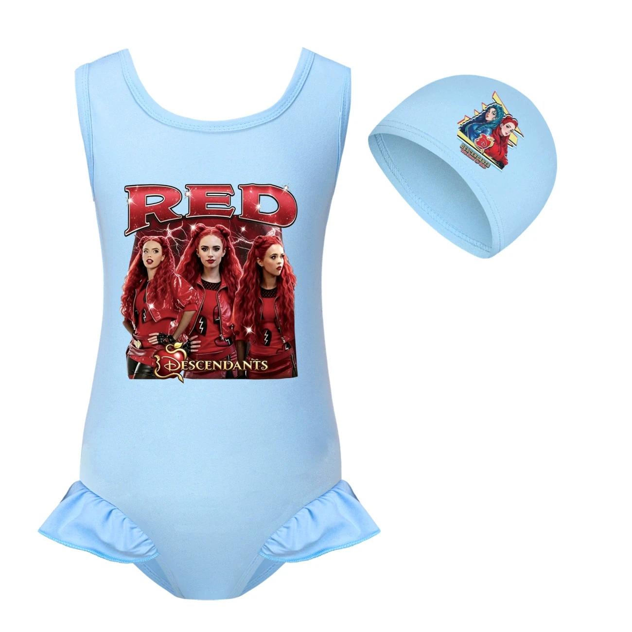 Girls’ Swimsuit & Cap Set — 5797 Edition, Style 01 · Set · Light Blue
