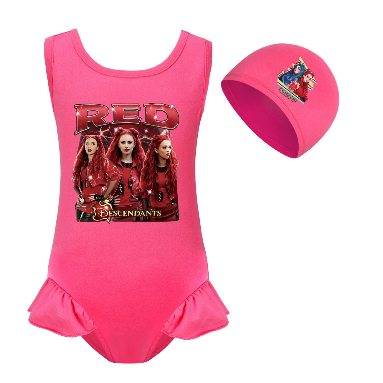 Girls’ Swimsuit & Cap Set — 5797 Edition, Style 02 · Set · Rose