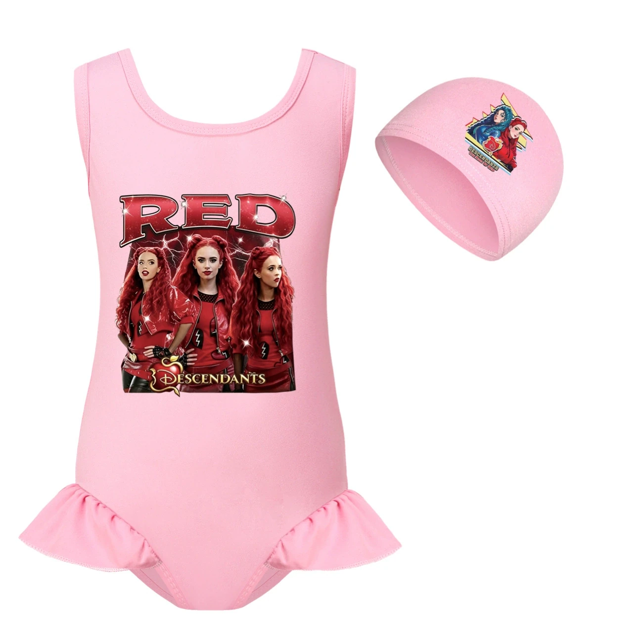 Girls’ Swimsuit & Cap Set — 5797 Edition, Style 04 · Set · Pink