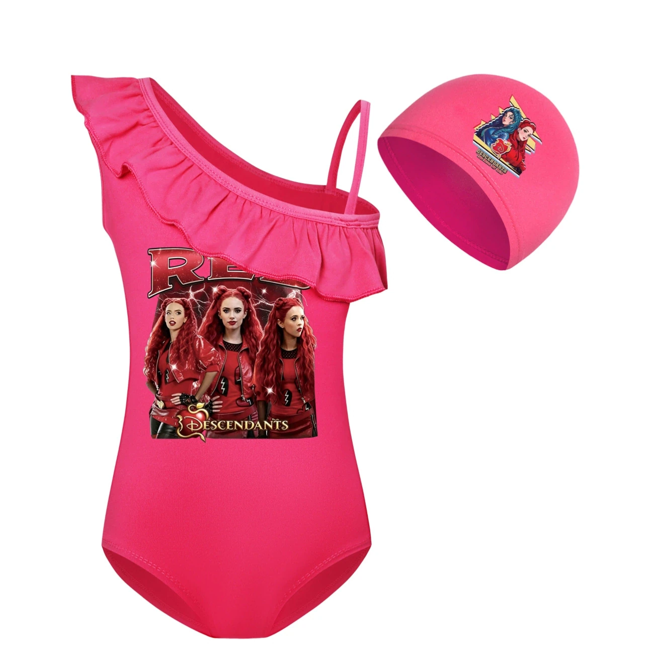 Girls’ Swimsuit & Cap Set — 5797 Edition, Style 06 · Set · Rose