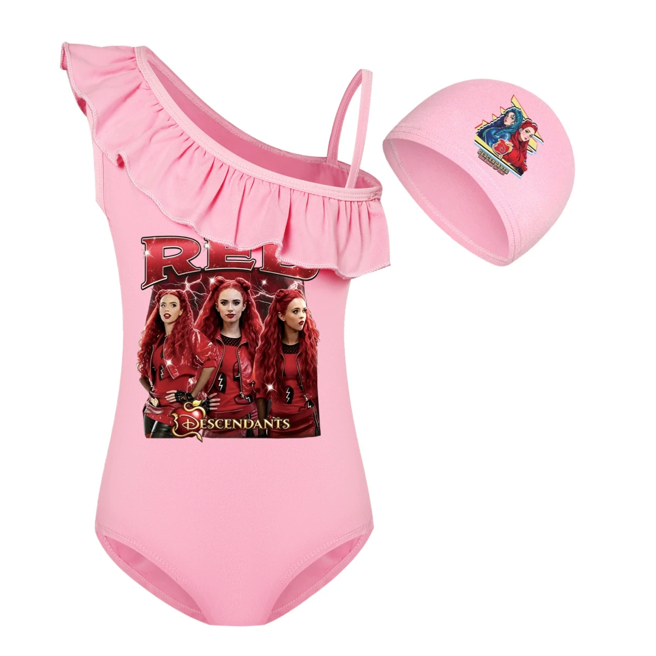 Girls’ Swimsuit & Cap Set — 5797 Edition, Style 08 · Set · Pink