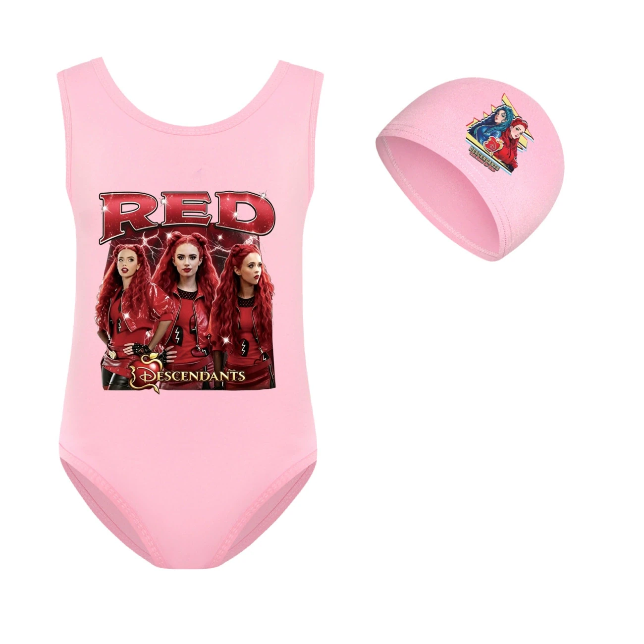 Girls’ Swimsuit & Cap Set — 5797 Edition, Style 09 · Set · Pink