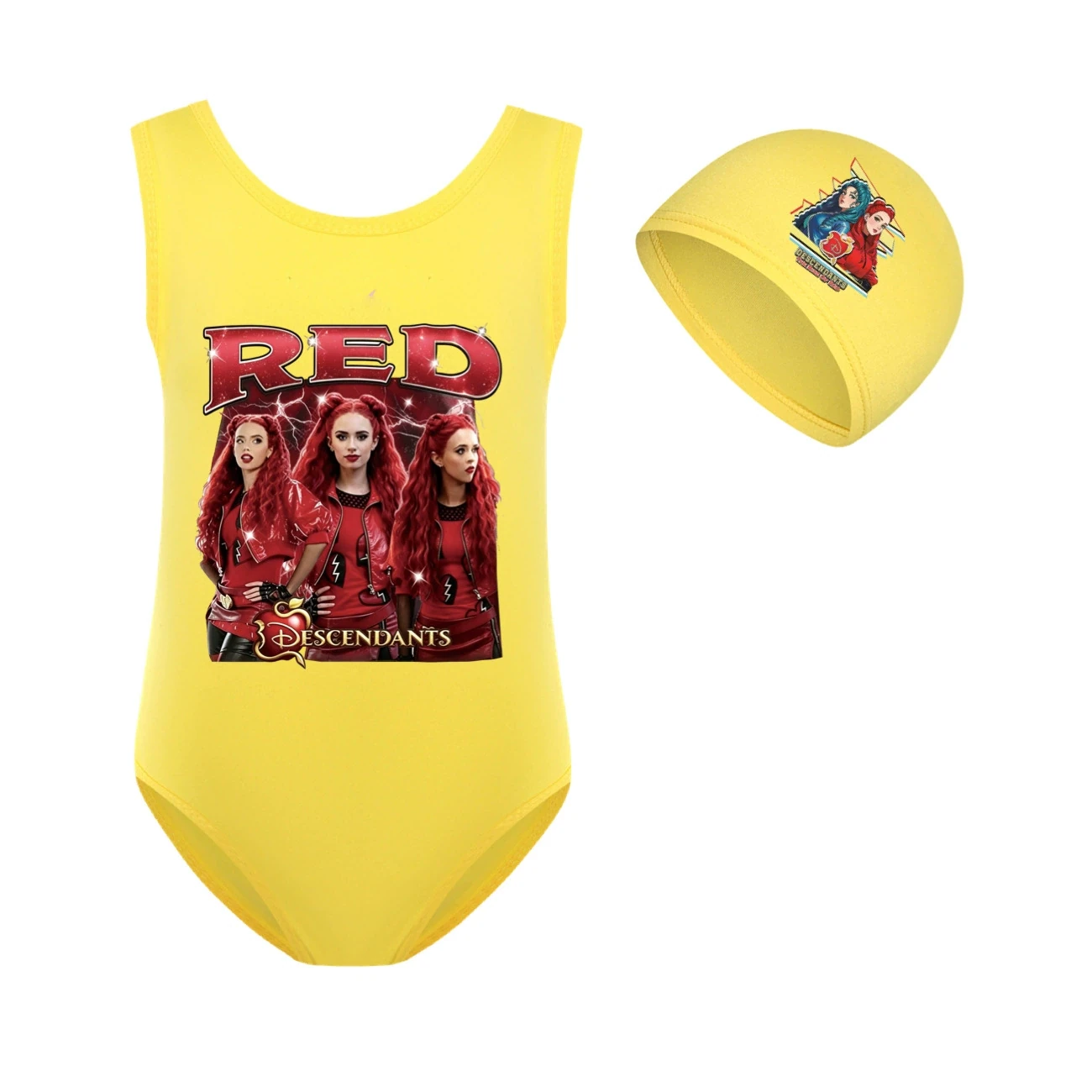 Girls’ Swimsuit & Cap Set — 5797 Edition, Style 10 · Set · Yellow