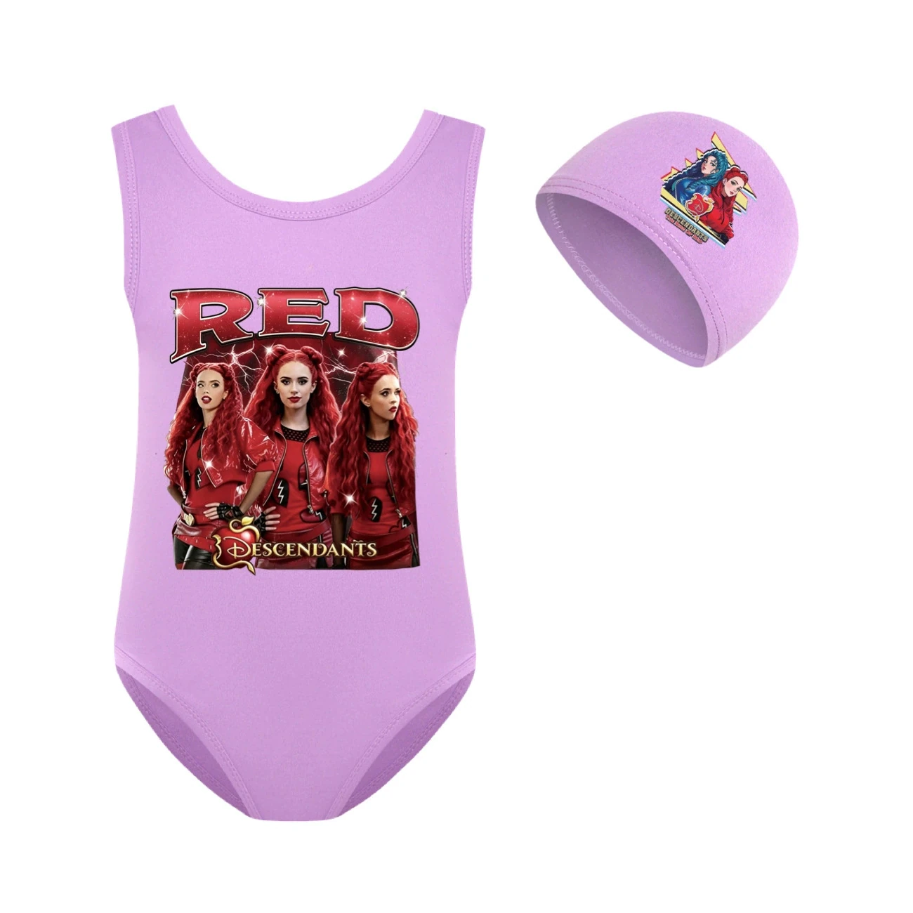 Girls’ Swimsuit & Cap Set — 5797 Edition, Style 12 · Set · Purple