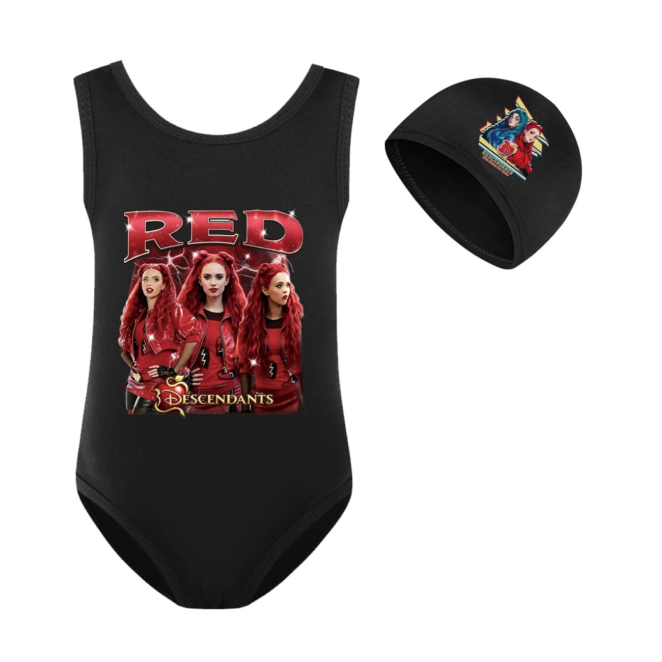 Girls’ Swimsuit & Cap Set — 5797 Edition, Style 13 · Set · Black