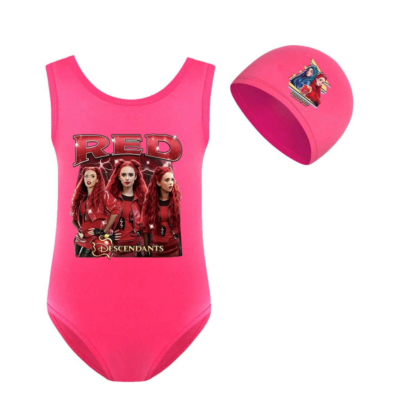 Girls’ Swimsuit & Cap Set — 5797 Edition, Style 16 · Set · Rose