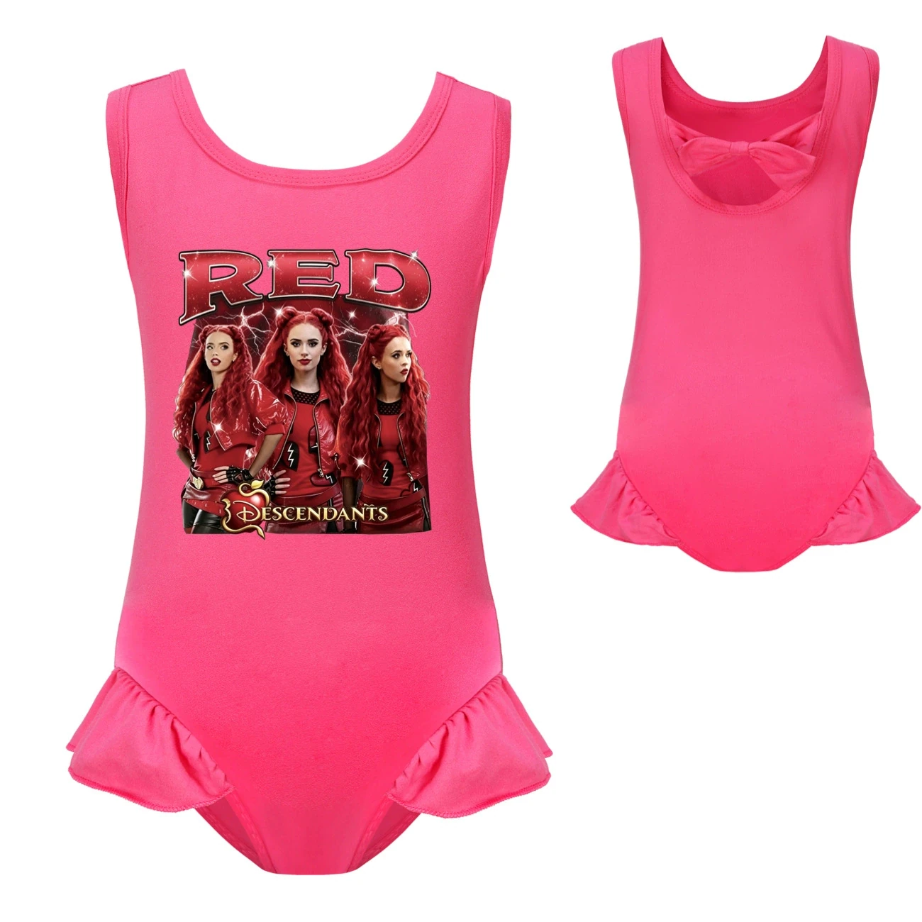 Girls’ Swimsuit & Cap Set — 5797 Edition, Style 18 · Single Piece · Rose