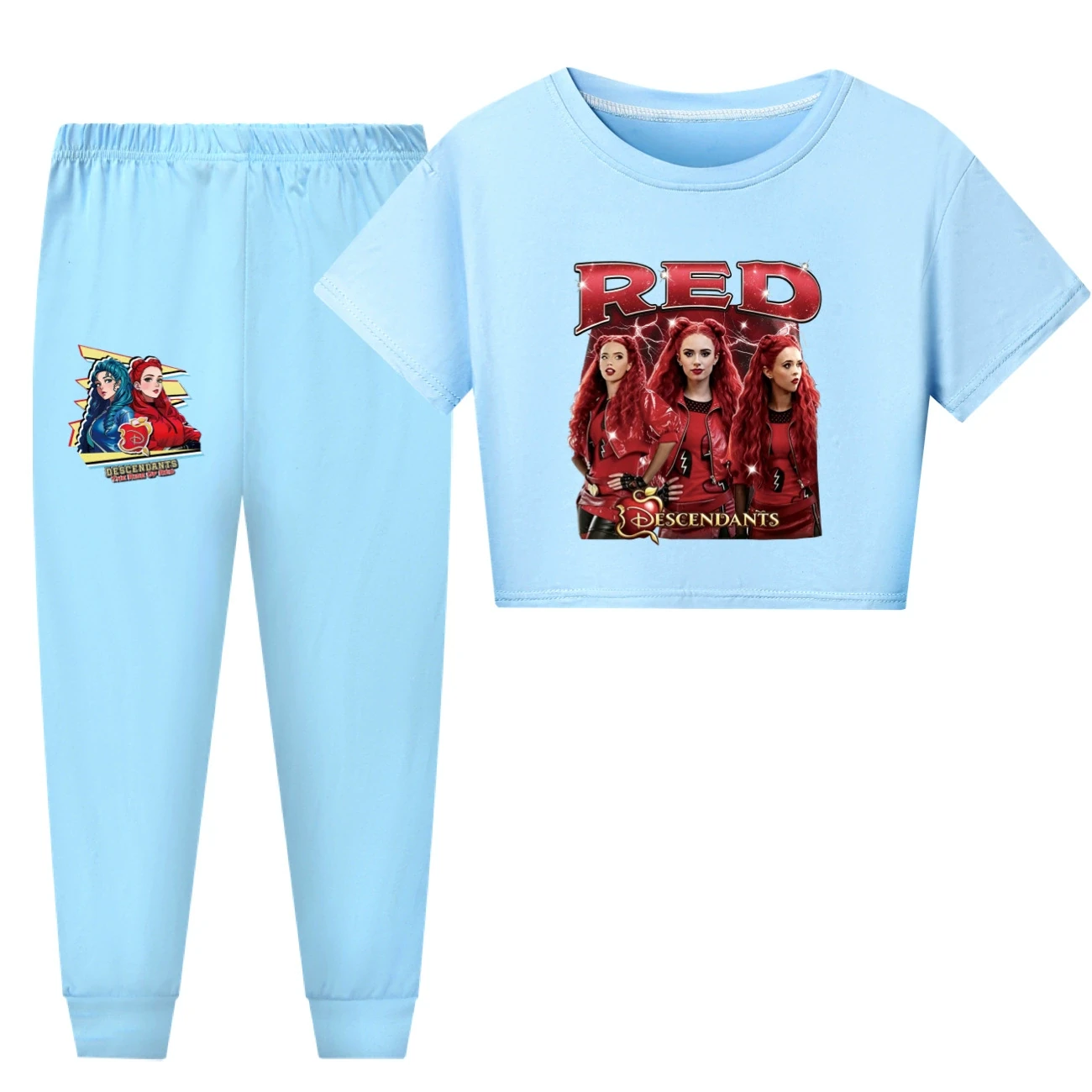 Family Lounge Set — 5797 Edition, Style 25 · Short Sleeve · Pants · Light Blue