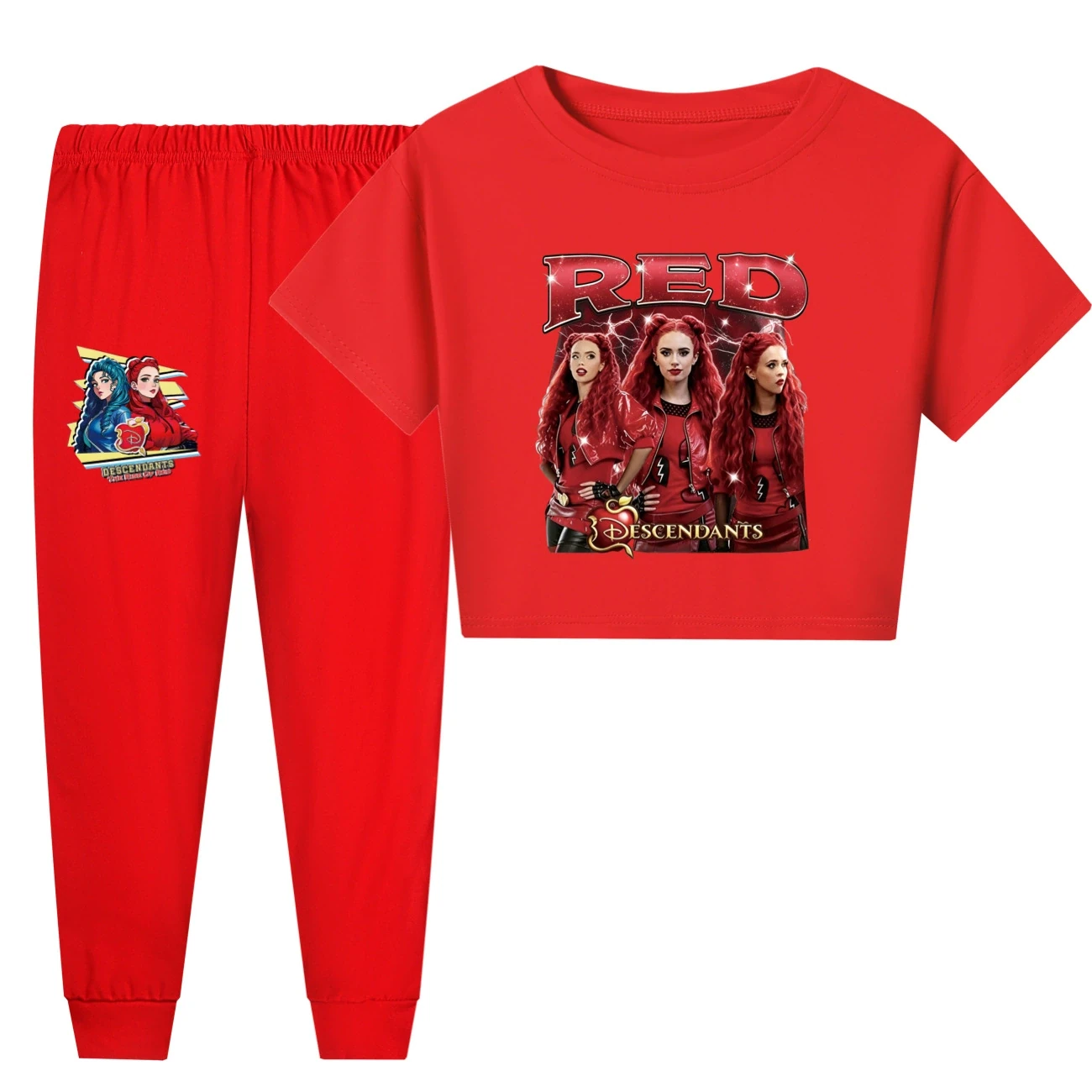 Family Lounge Set — 5797 Edition, Style 29 · Short Sleeve · Pants · Red